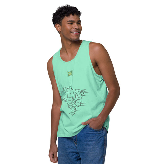 Camiseta sin mangas prémium - Mapa de Brasil y sus estados