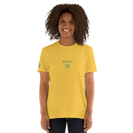 Yellow Brazil vintage t-shirt Torcida Brasil é 10 — front view