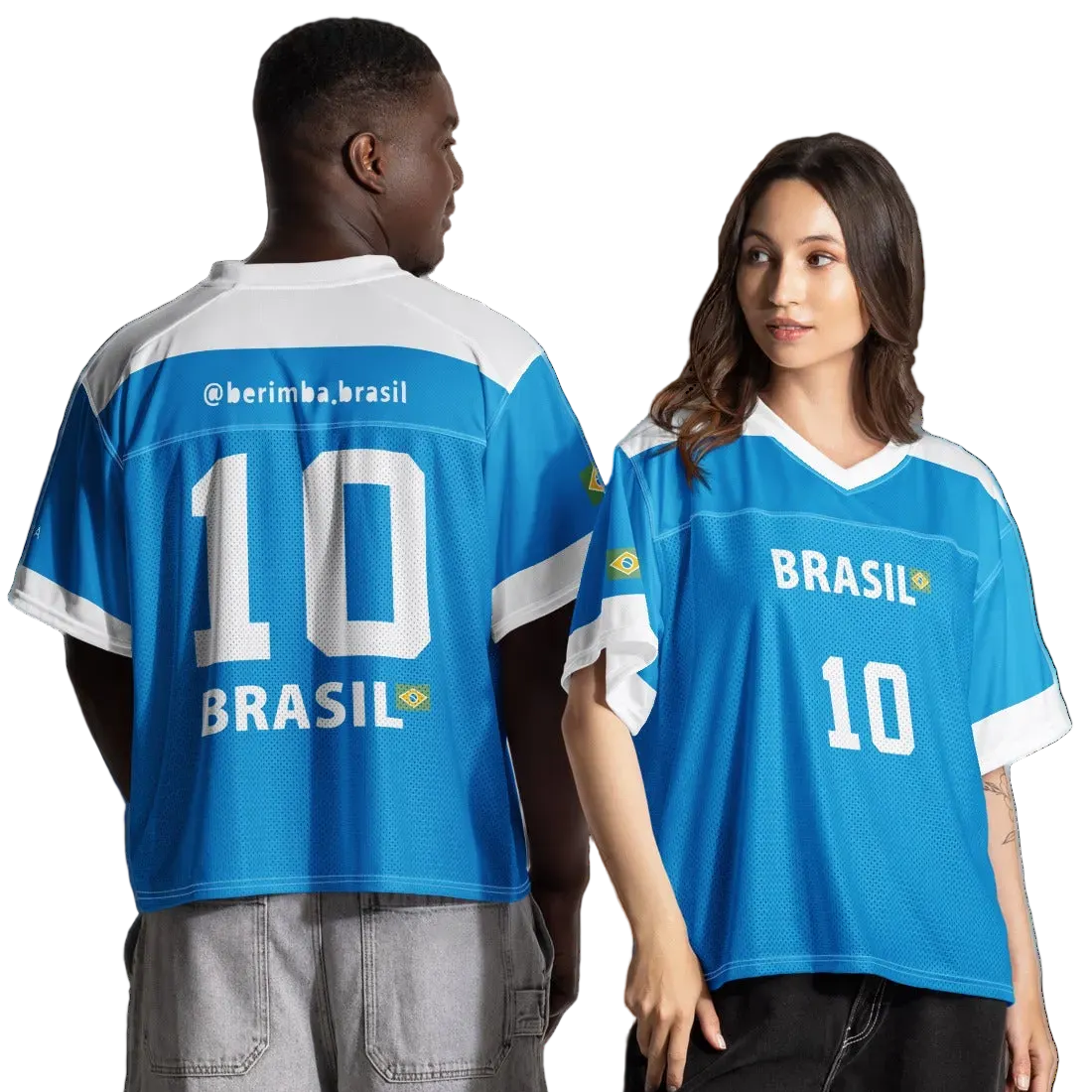 Blue Football Jersey T-Shirt - Brazil Supporters – up to 6XL | Berimba