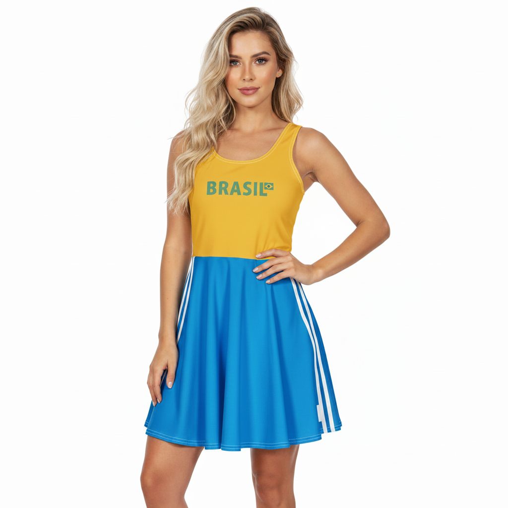 Vestido Rodado Torcida Brasil – Taça na Raça | Berimba