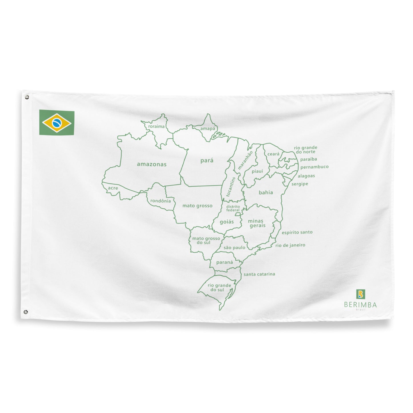 Decorative Flag (wall hanging) - Map of Brazil and Brazilian States - 194x96cm - Brazilian Regional Clothing | Berimba