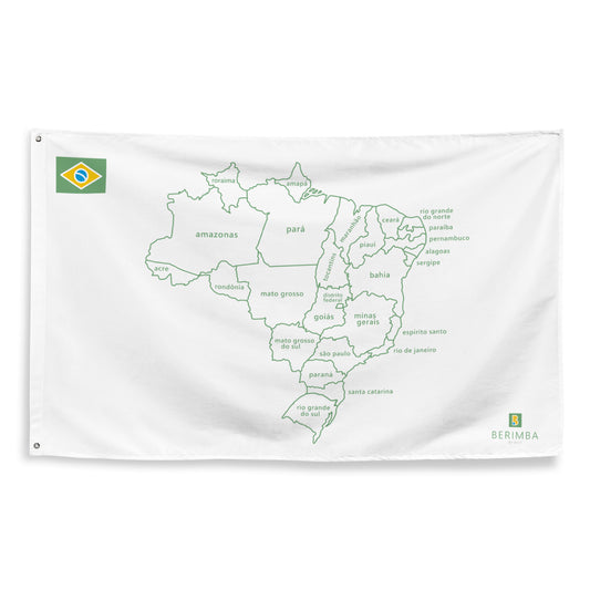 Decorative Flag (wall hanging) - Map of Brazil and Brazilian States - 194x96cm - Brazilian Regional Clothing | Berimba