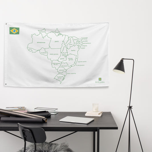 Decorative Flag (wall hanging) - Map of Brazil and Brazilian States - 194x96cm - Brazilian Regional Clothing | Berimba