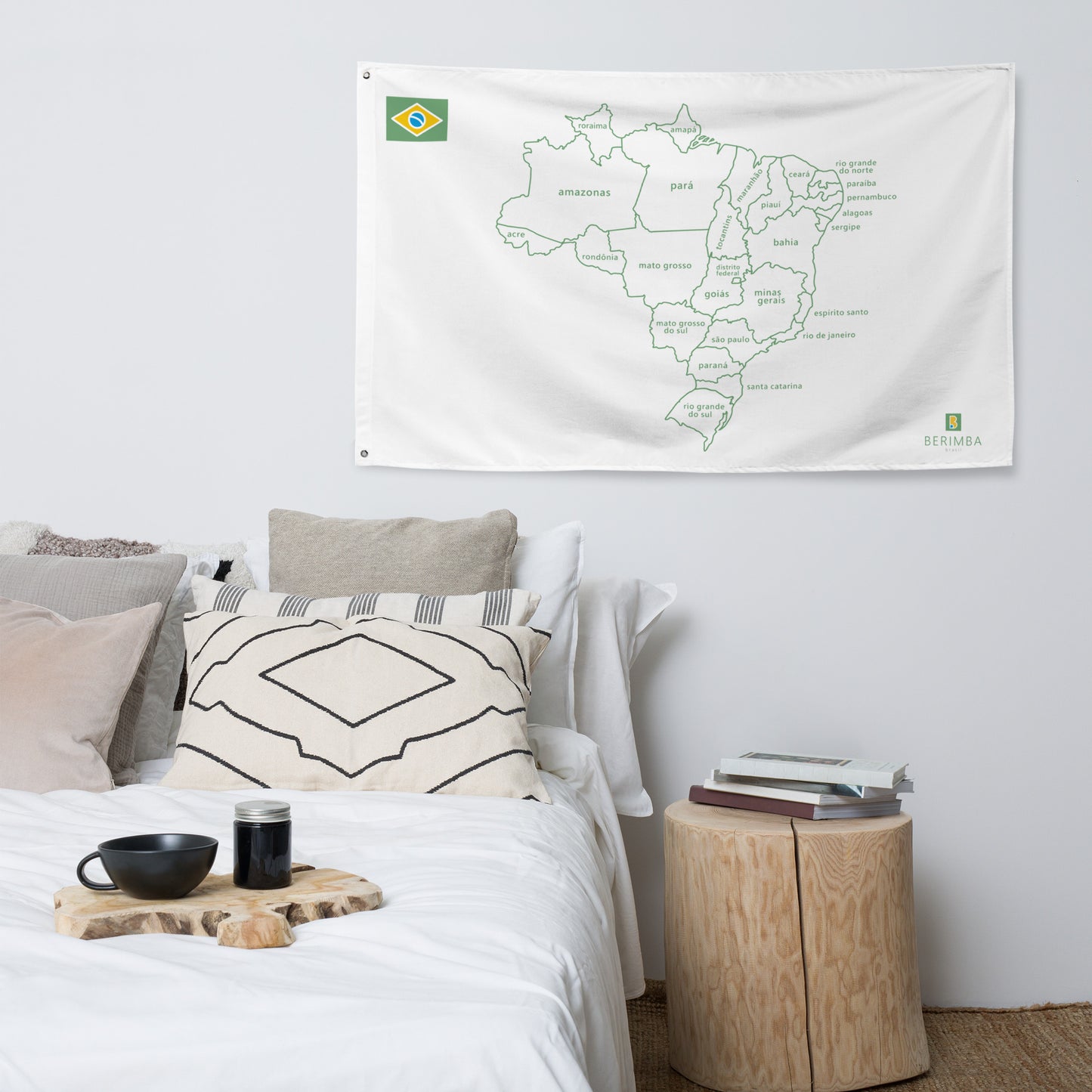 Decorative Flag (wall hanging) - Map of Brazil and Brazilian States - 194x96cm - Brazilian Regional Clothing | Berimba