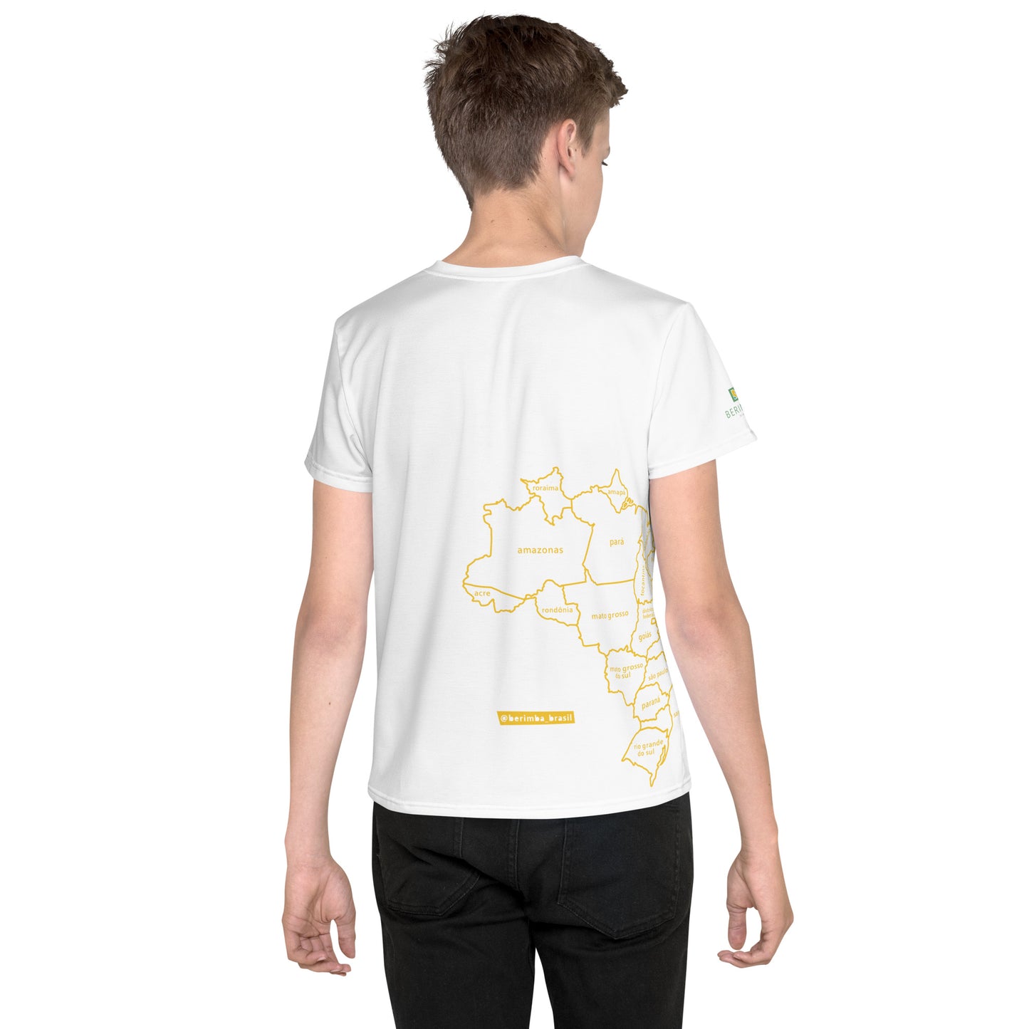 Youth Polyester T-Shirt - Brazil Map - unisex (various sizes) - Brazilian Regional Clothing | Berimba