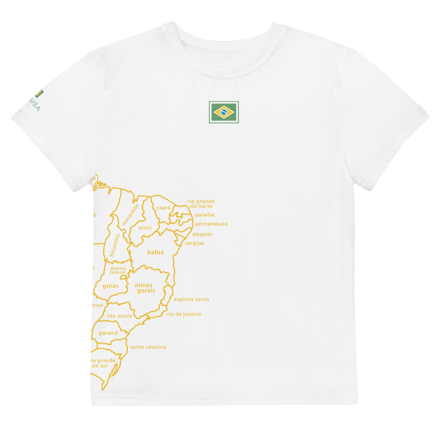 Youth Polyester T-Shirt - Brazil Map - unisex (various sizes) - Brazilian Regional Clothing | Berimba