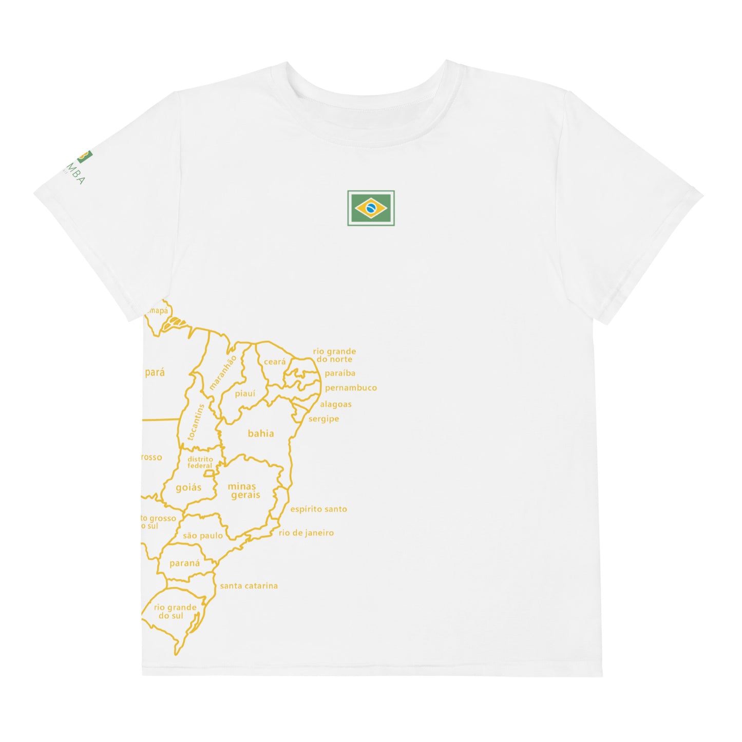 Youth Polyester T-Shirt - Brazil Map - unisex (various sizes) - Brazilian Regional Clothing | Berimba