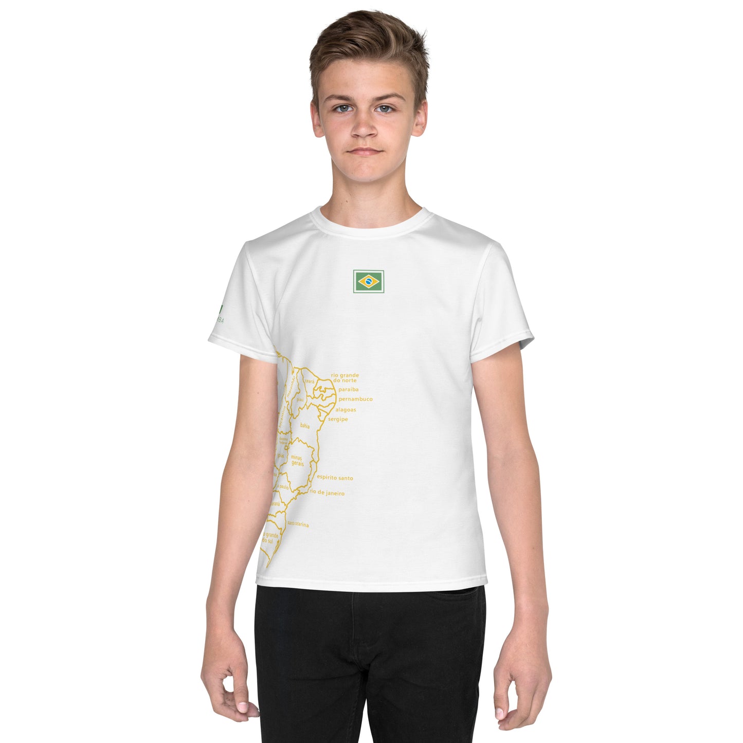 Youth Polyester T-Shirt - Brazil Map - unisex (various sizes) - Brazilian Regional Clothing | Berimba