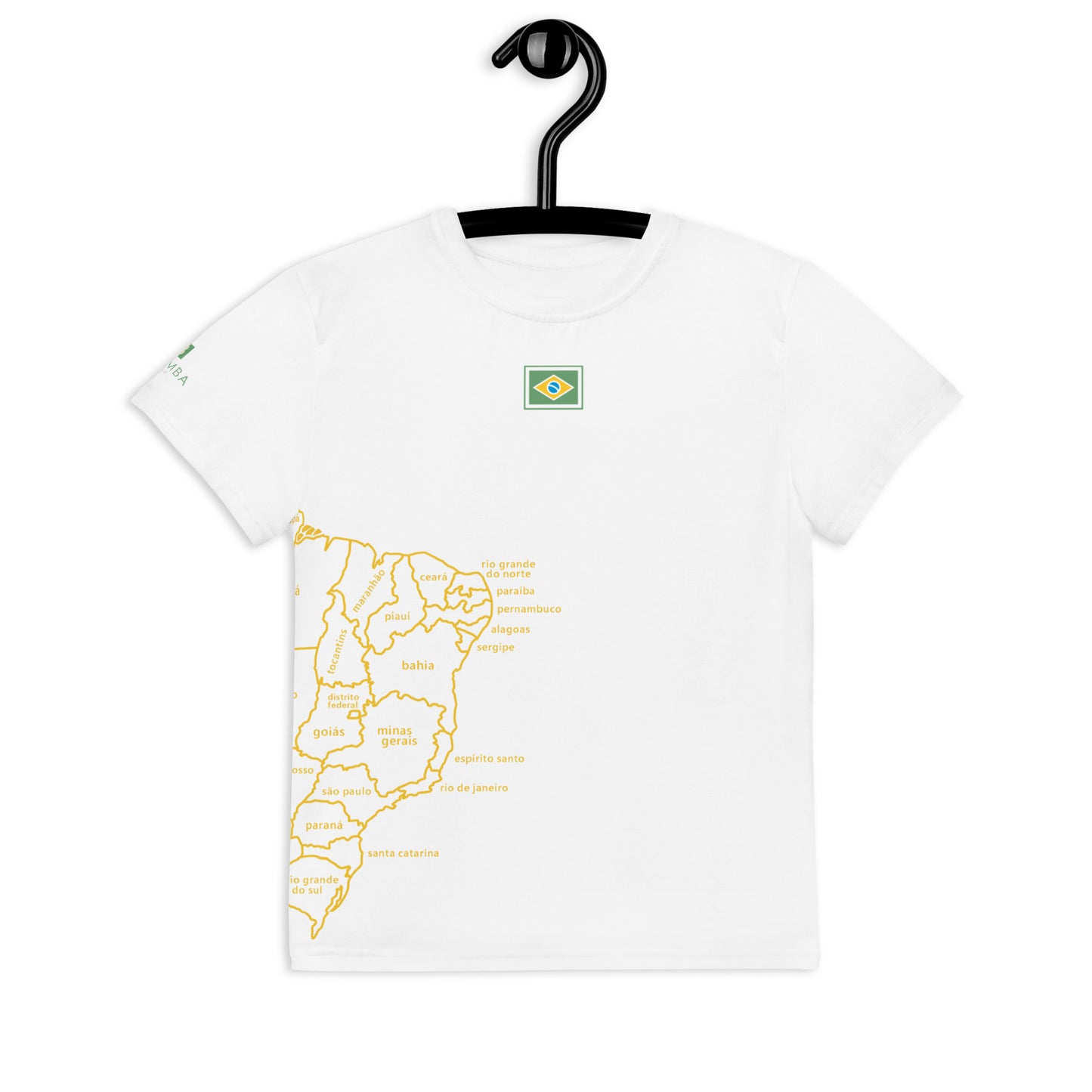 Youth Polyester T-Shirt - Brazil Map - unisex (various sizes) - Brazilian Regional Clothing | Berimba