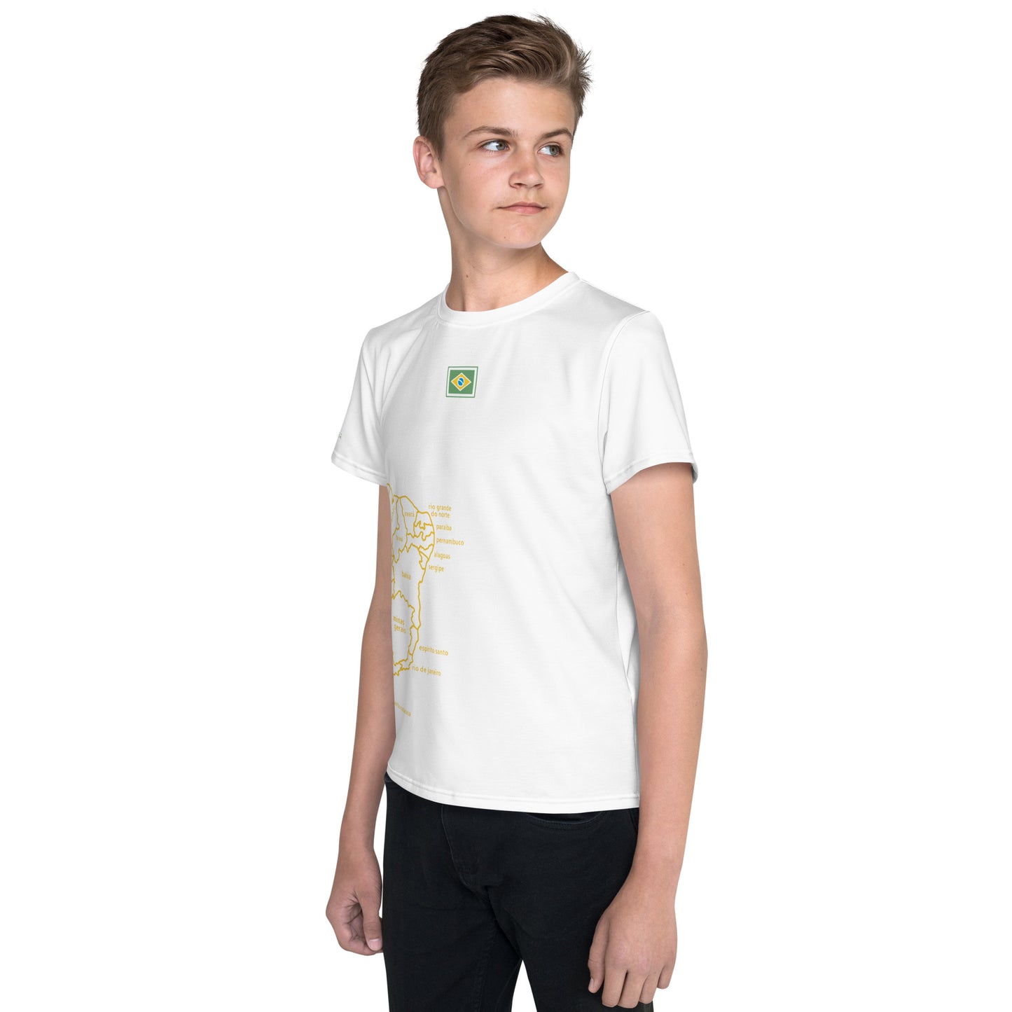 Youth Polyester T-Shirt - Brazil Map - unisex (various sizes) - Brazilian Regional Clothing | Berimba