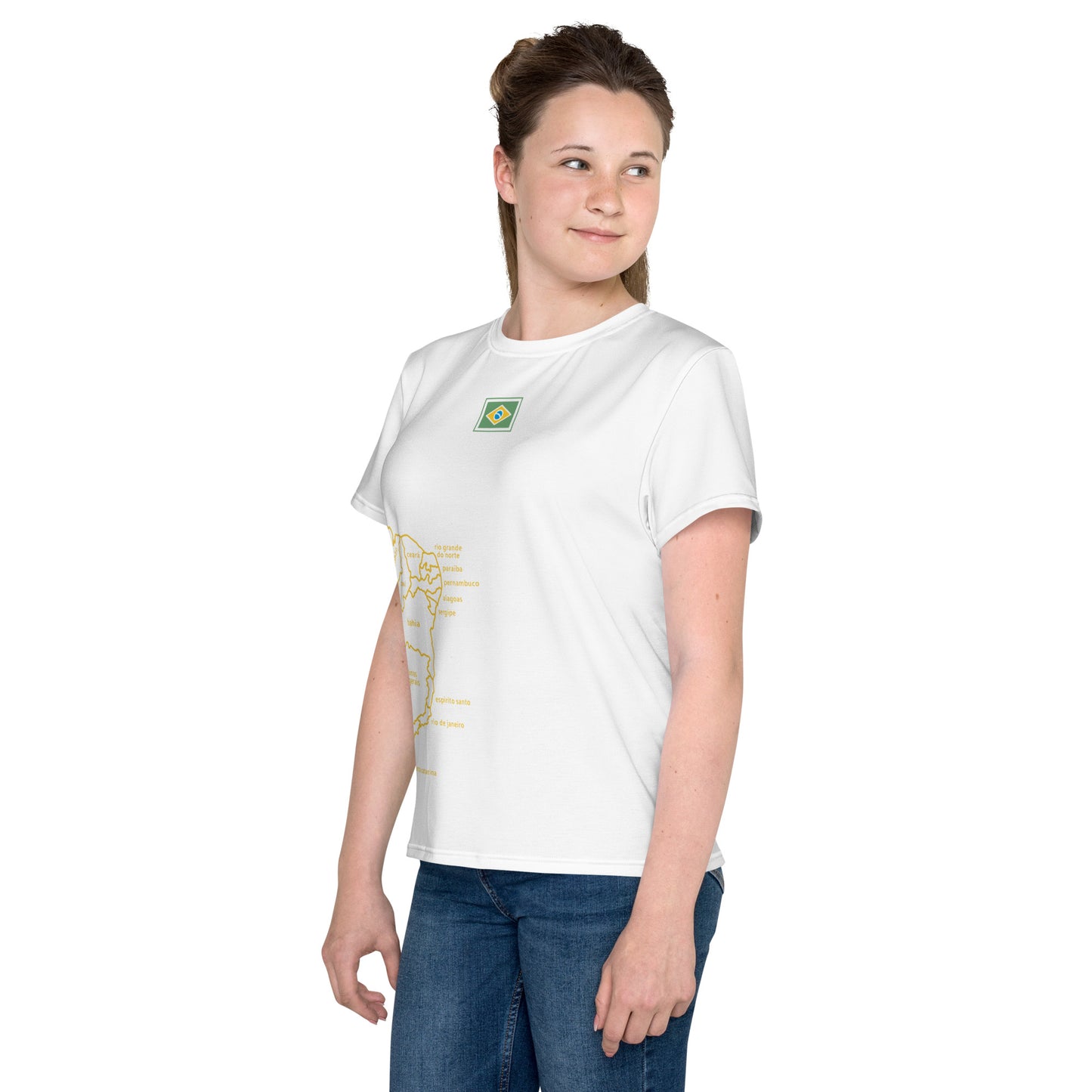 Youth Polyester T-Shirt - Brazil Map - unisex (various sizes) - Brazilian Regional Clothing | Berimba