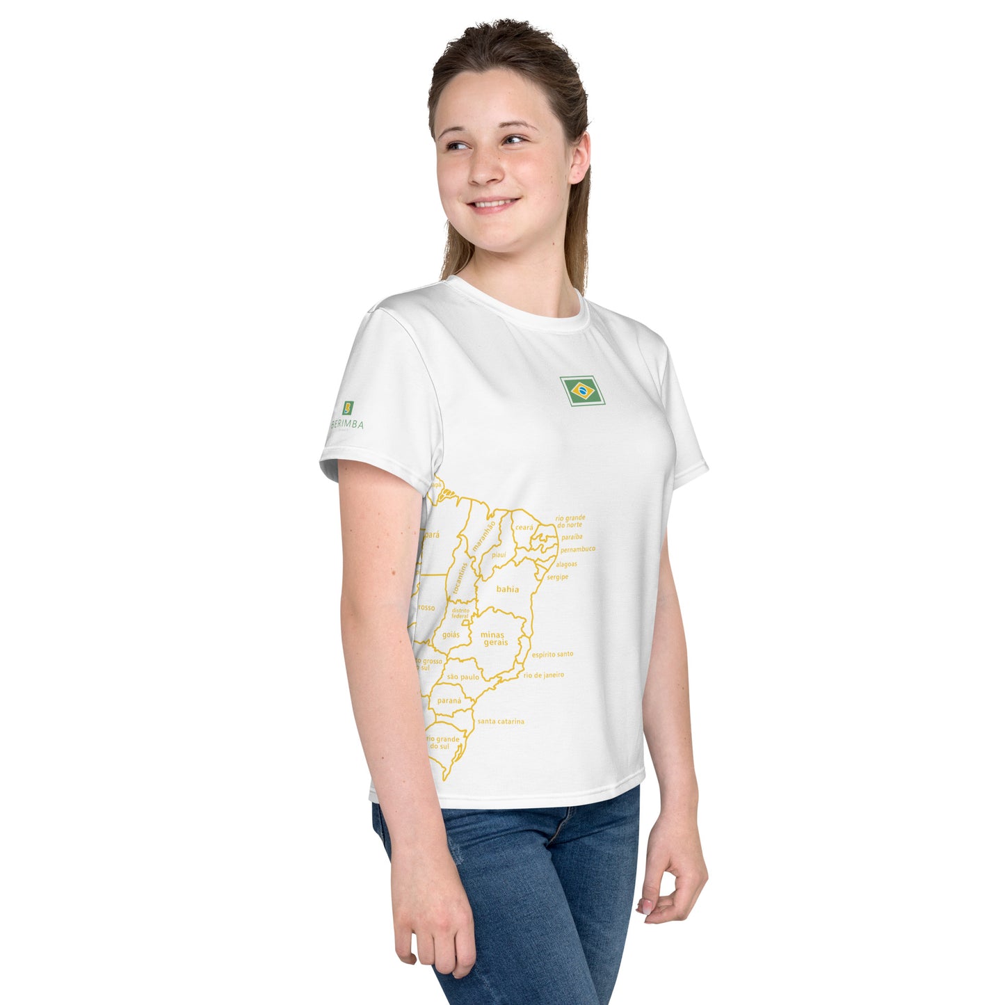 Youth Polyester T-Shirt - Brazil Map - unisex (various sizes) - Brazilian Regional Clothing | Berimba