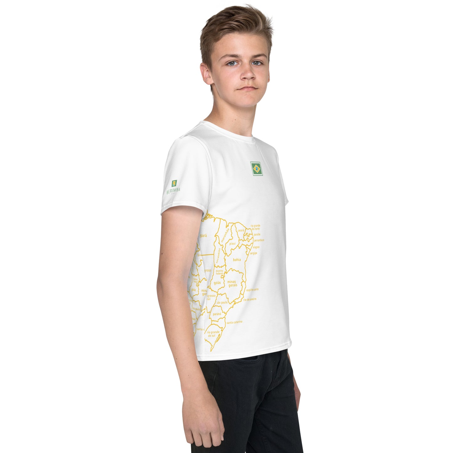 Youth Polyester T-Shirt - Brazil Map - unisex (various sizes) - Brazilian Regional Clothing | Berimba