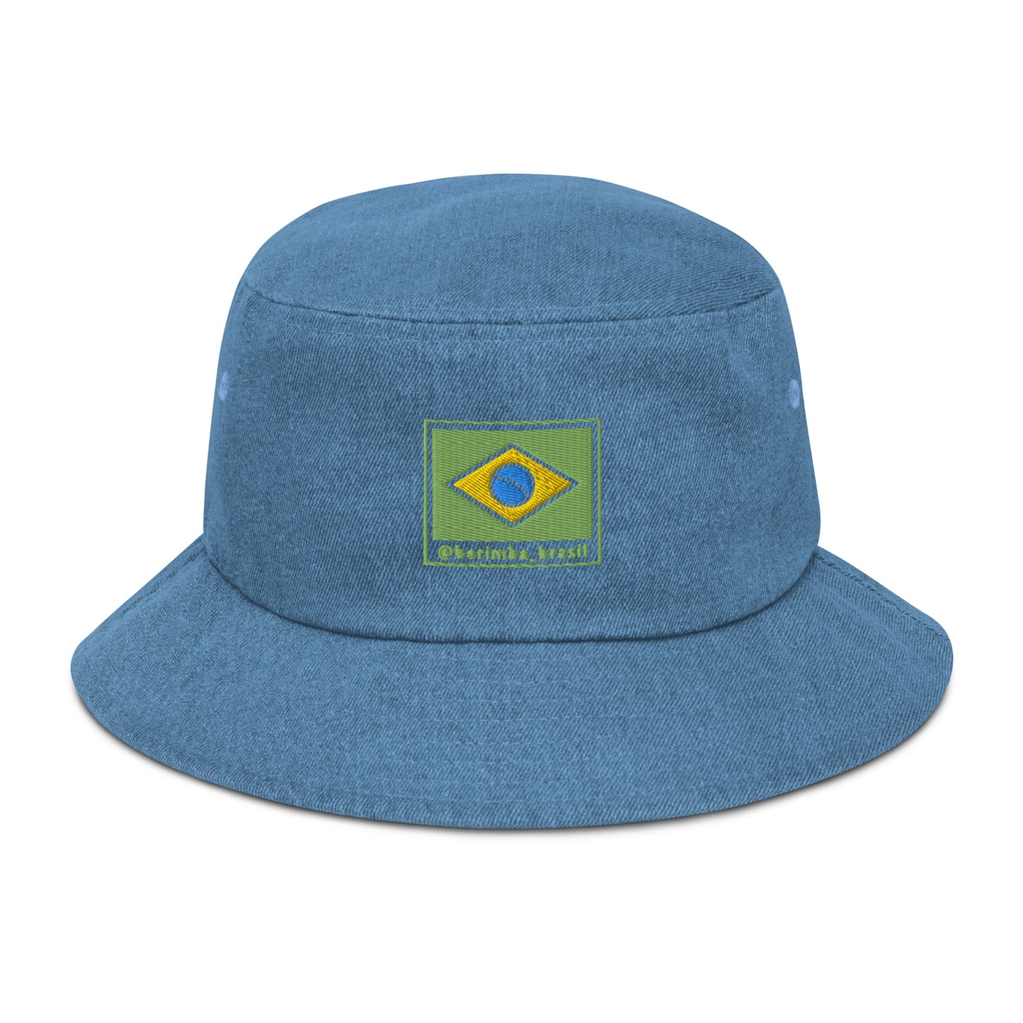Bucket Fisherman Hat - Denim - Brazil Grife Flag - Brazilian Regional Clothing | Berimba