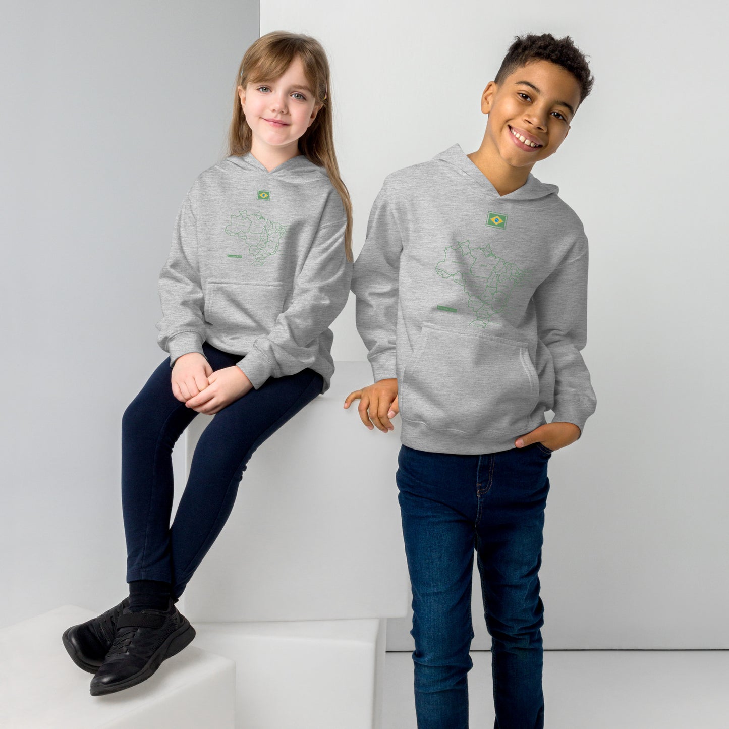 Sudadera canguro infantil / BRA-Map-Flag