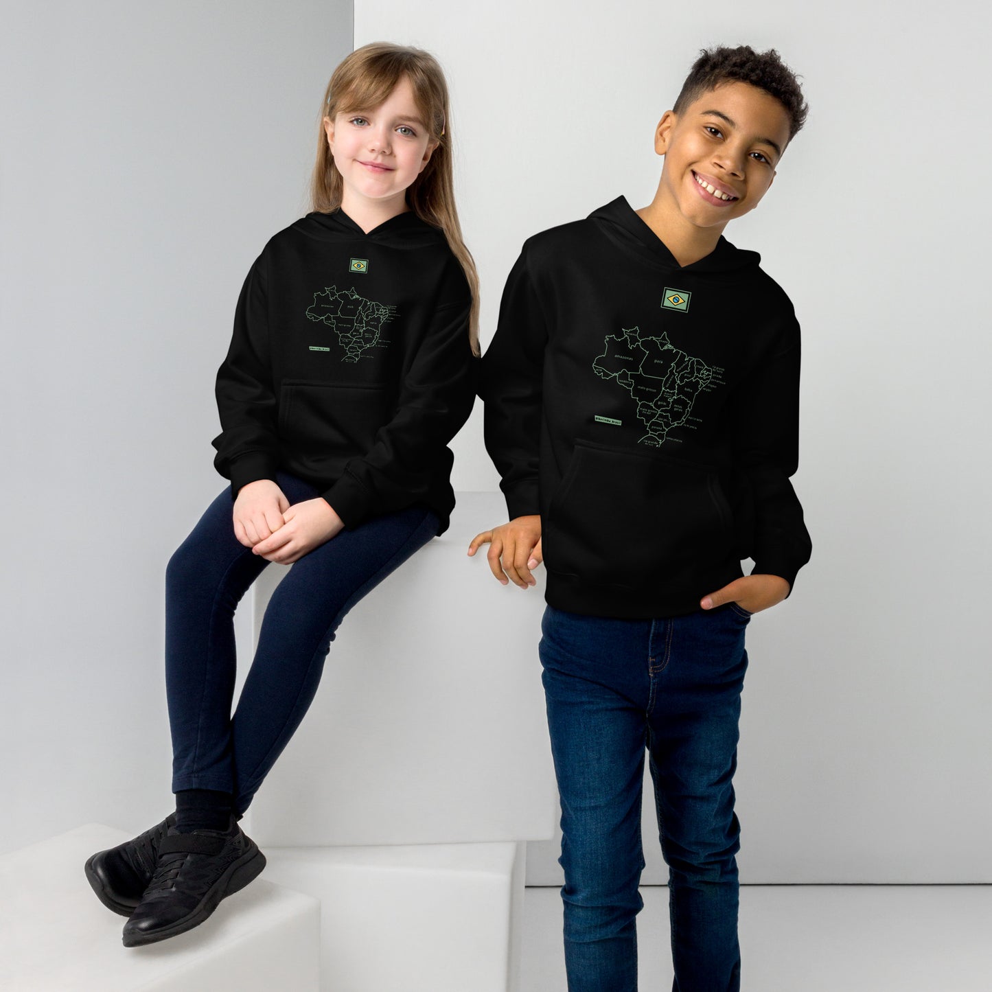 Sudadera canguro infantil / BRA-Map-Flag
