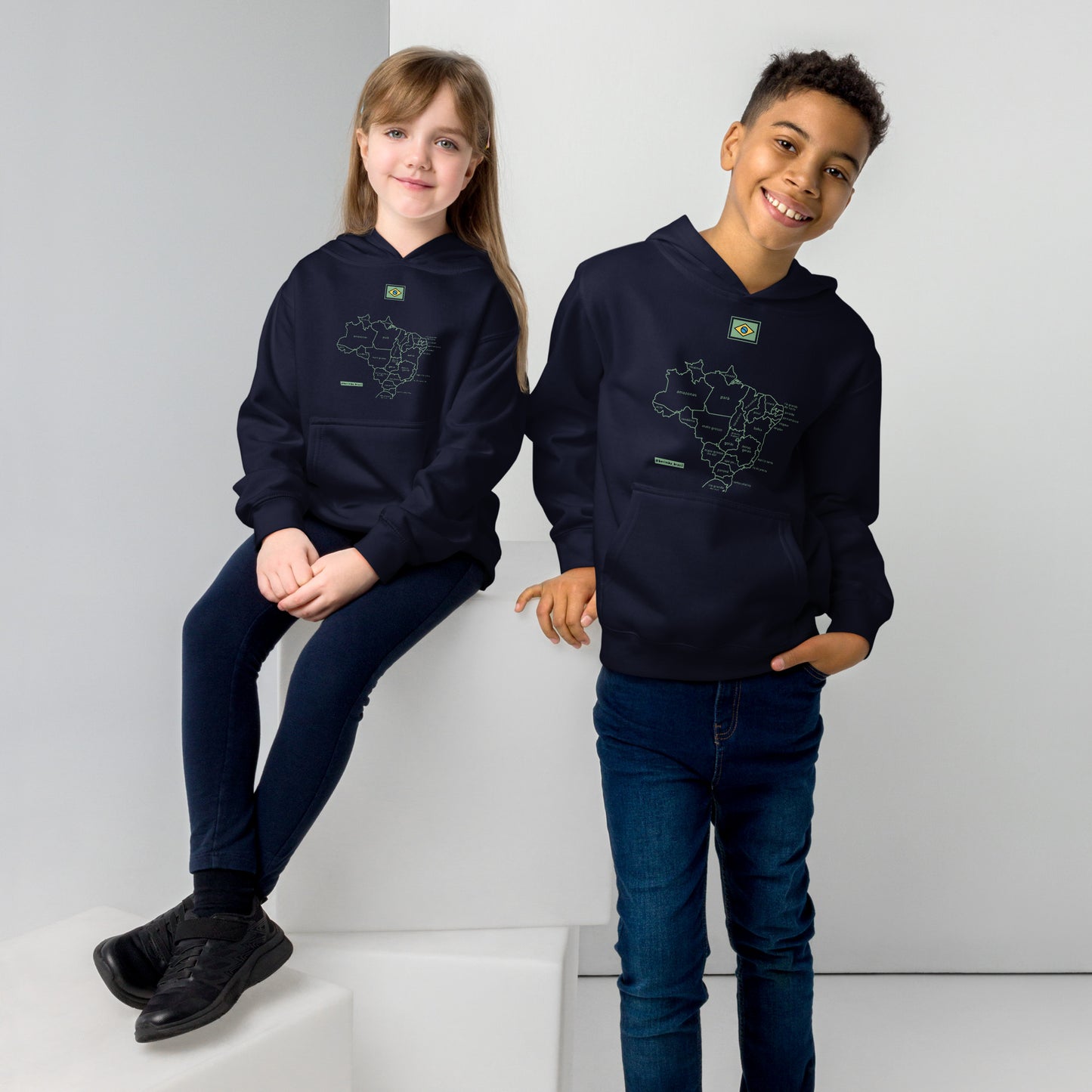 Sudadera canguro infantil / BRA-Map-Flag