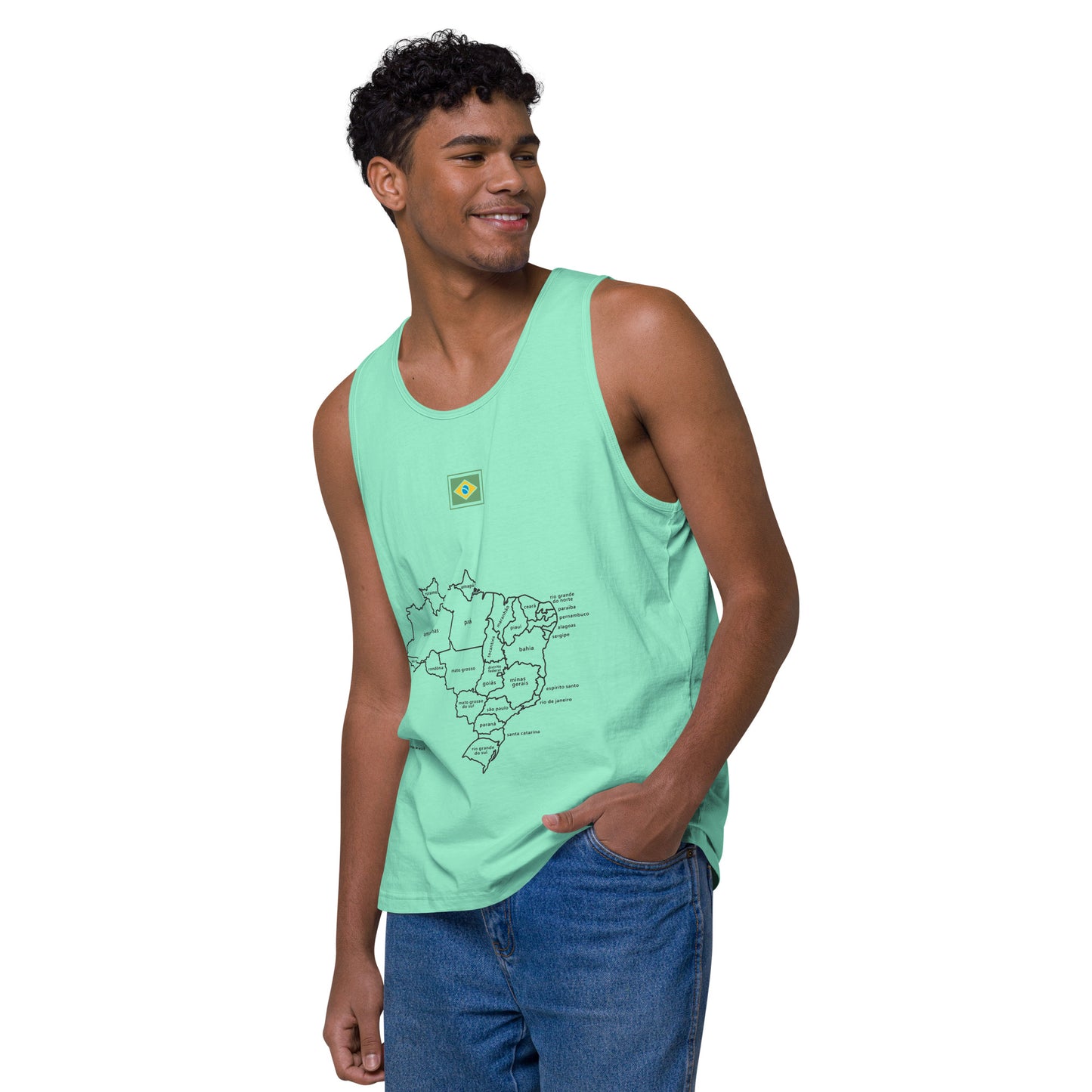 Camiseta sin mangas prémium - Mapa de Brasil y sus estados