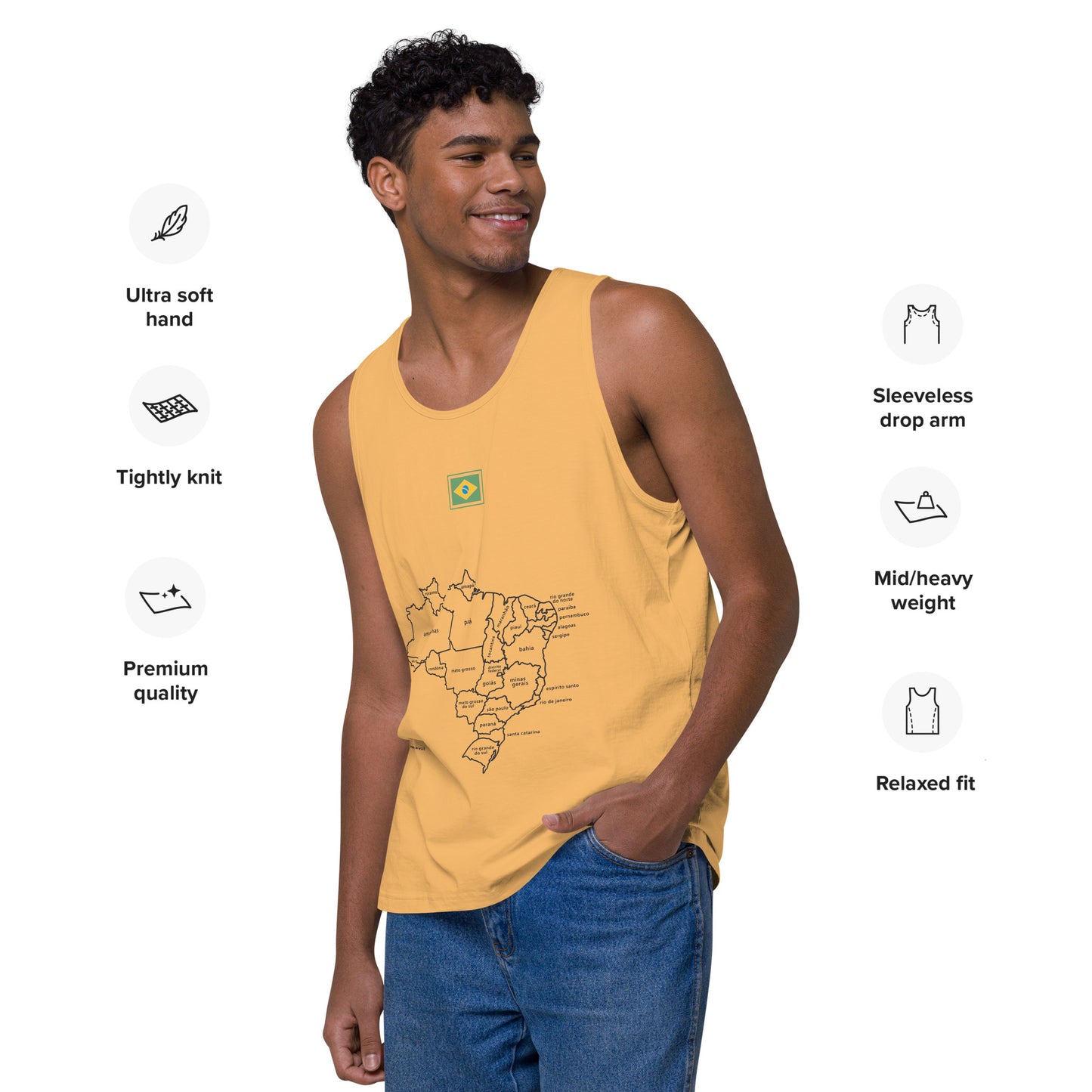 Camiseta sin mangas prémium - Mapa de Brasil y sus estados