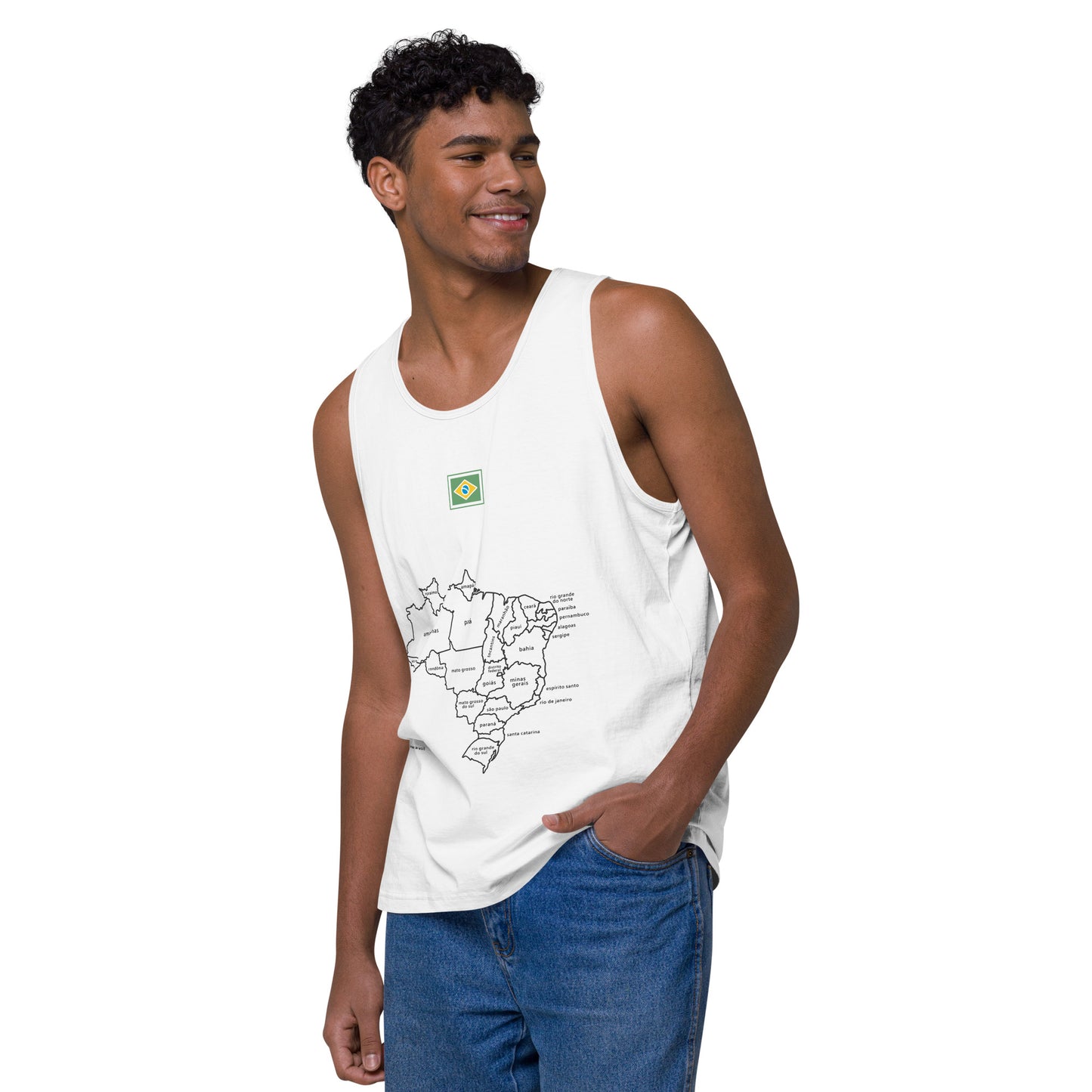 Camiseta sin mangas prémium - Mapa de Brasil y sus estados