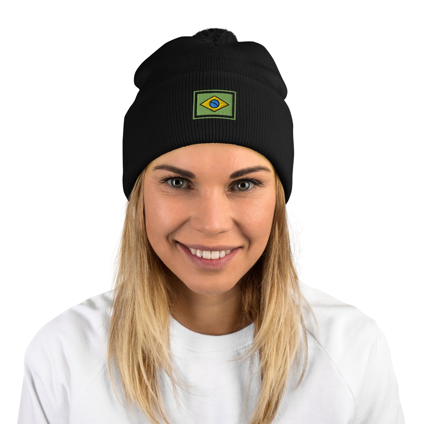 Beanie with Pompom - Brazil Grife Flag - Brazilian Regional Clothing | Berimba