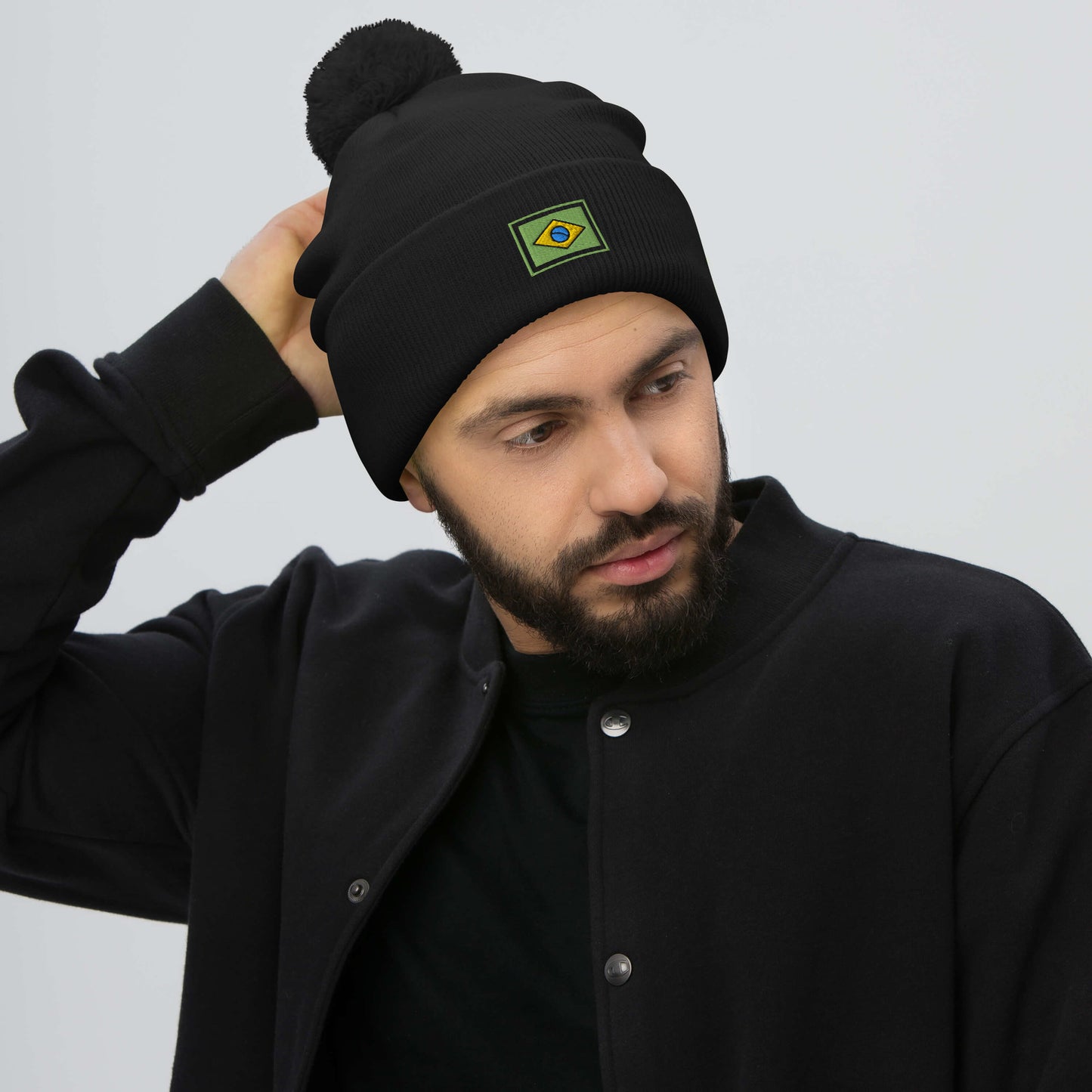 Beanie with Pompom - Brazil Grife Flag - Brazilian Regional Clothing | Berimba