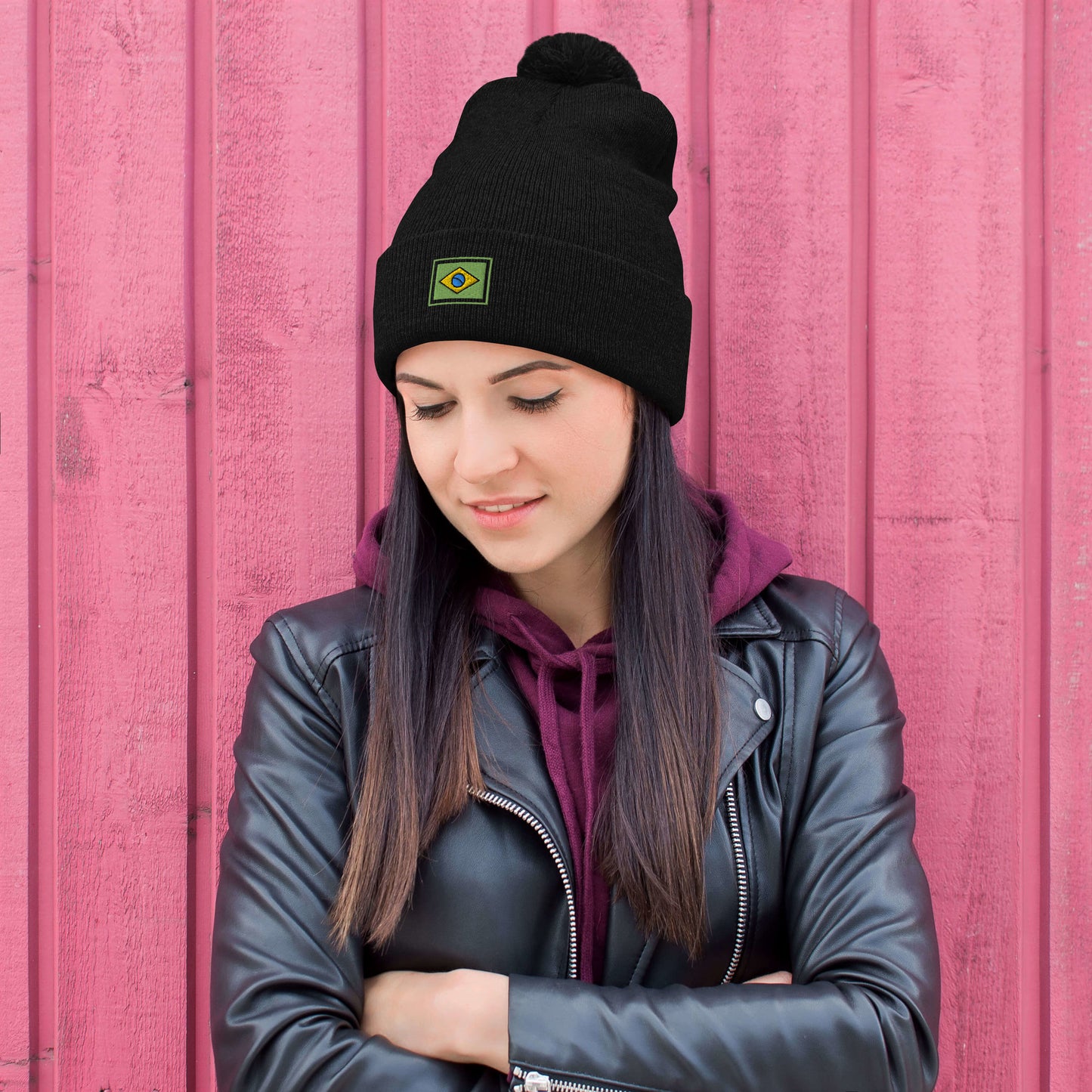 Beanie with Pompom - Brazil Grife Flag - Brazilian Regional Clothing | Berimba