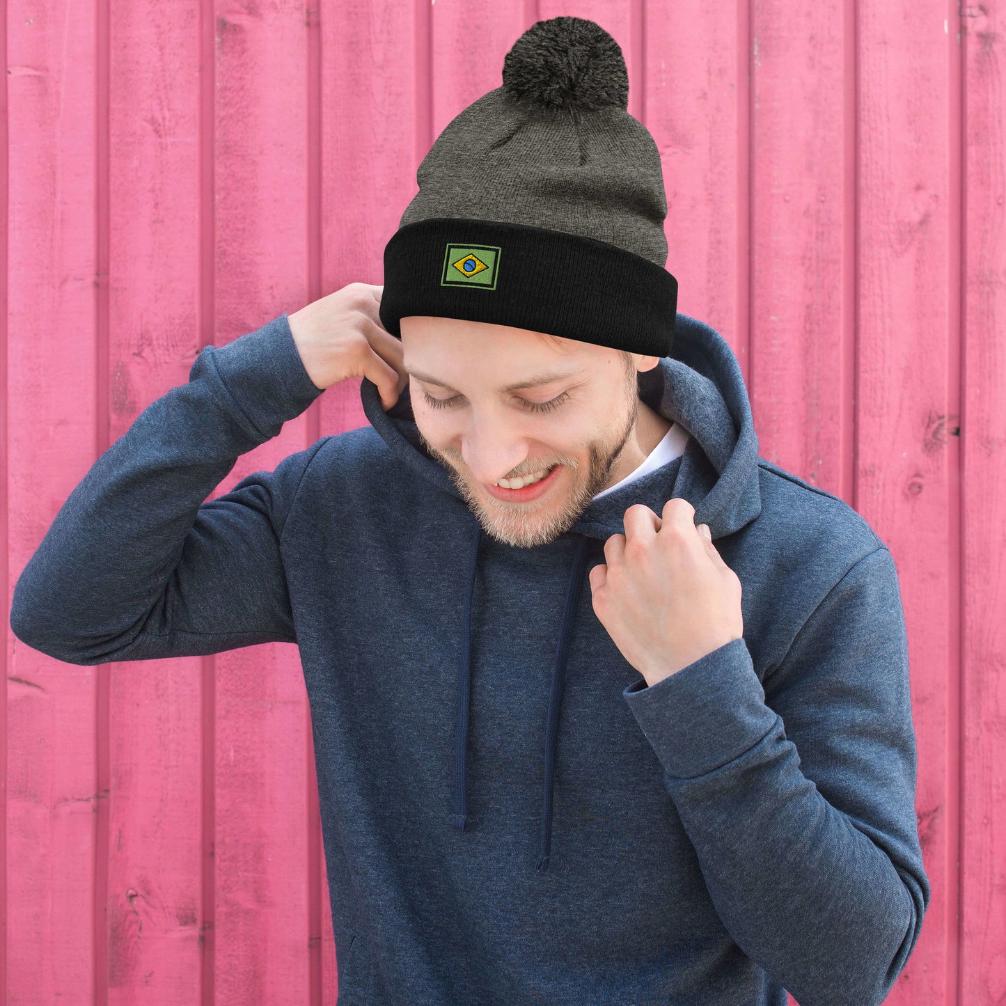 Beanie with Pompom - Brazil Grife Flag - Brazilian Regional Clothing | Berimba