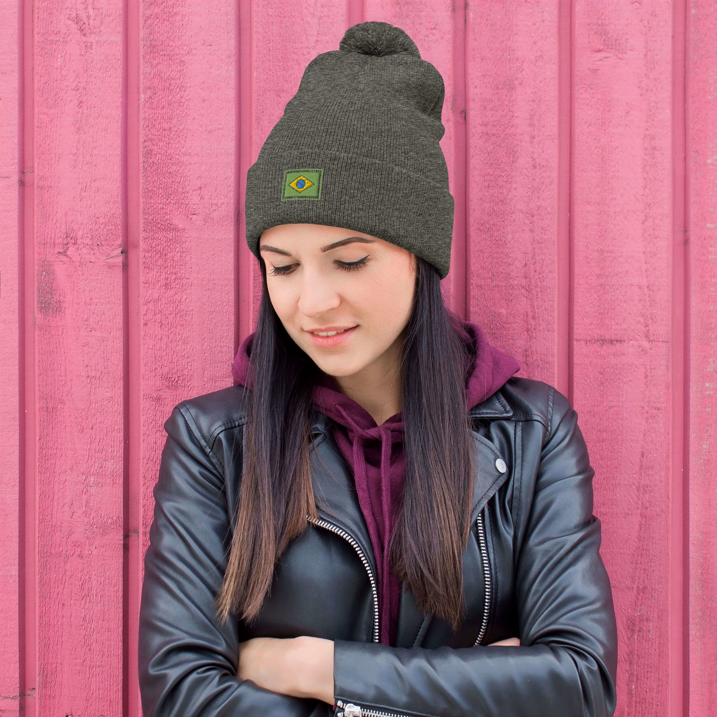 Beanie with Pompom - Brazil Grife Flag - Brazilian Regional Clothing | Berimba