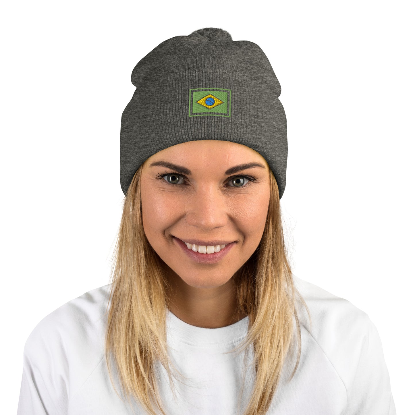 Beanie with Pompom - Brazil Grife Flag - Brazilian Regional Clothing | Berimba