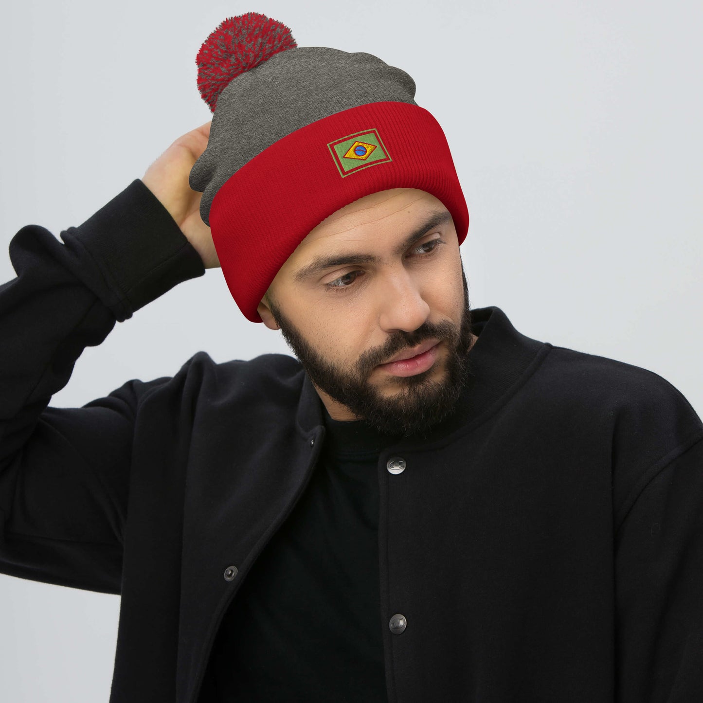 Beanie with Pompom - Brazil Grife Flag - Brazilian Regional Clothing | Berimba