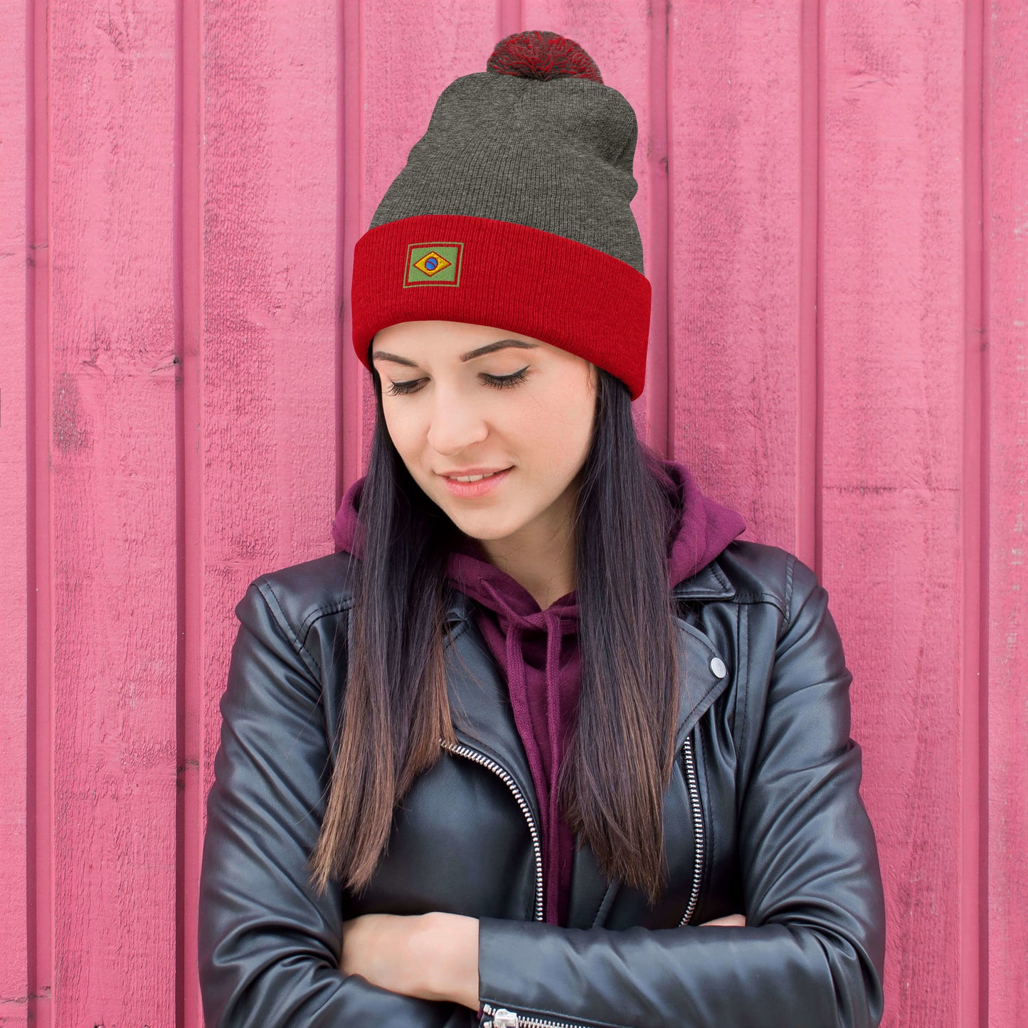 Beanie with Pompom - Brazil Grife Flag - Brazilian Regional Clothing | Berimba