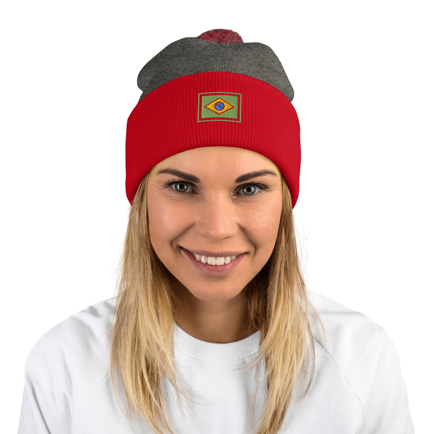 Beanie with Pompom - Brazil Grife Flag - Brazilian Regional Clothing | Berimba