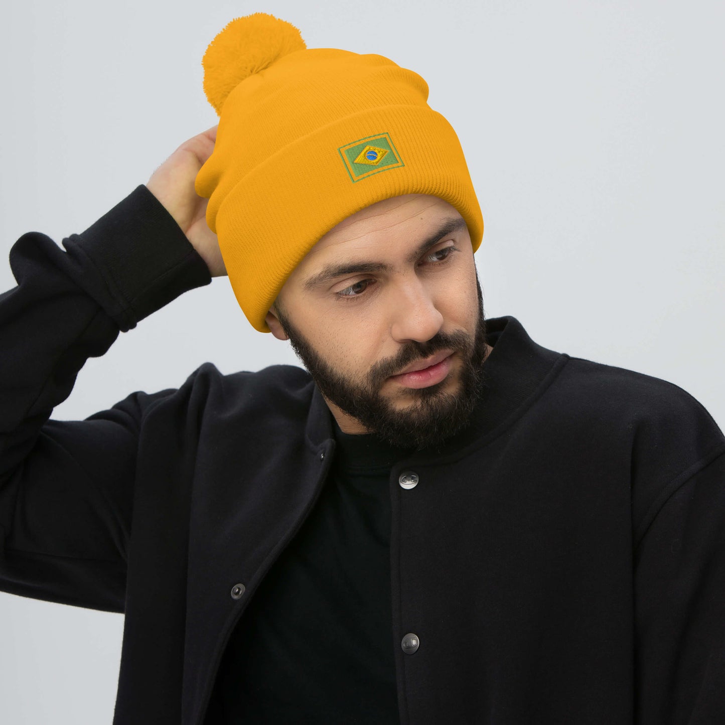 Beanie with Pompom - Brazil Grife Flag - Brazilian Regional Clothing | Berimba