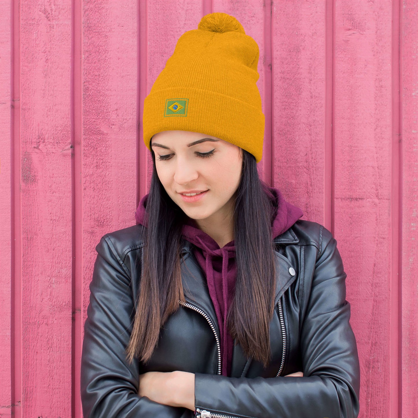 Beanie with Pompom - Brazil Grife Flag - Brazilian Regional Clothing | Berimba