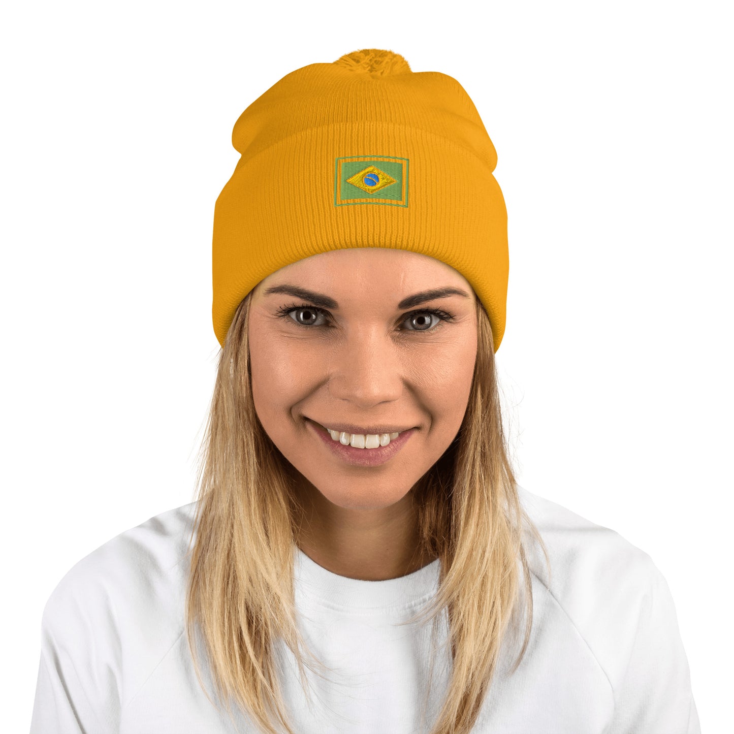 Beanie with Pompom - Brazil Grife Flag - Brazilian Regional Clothing | Berimba