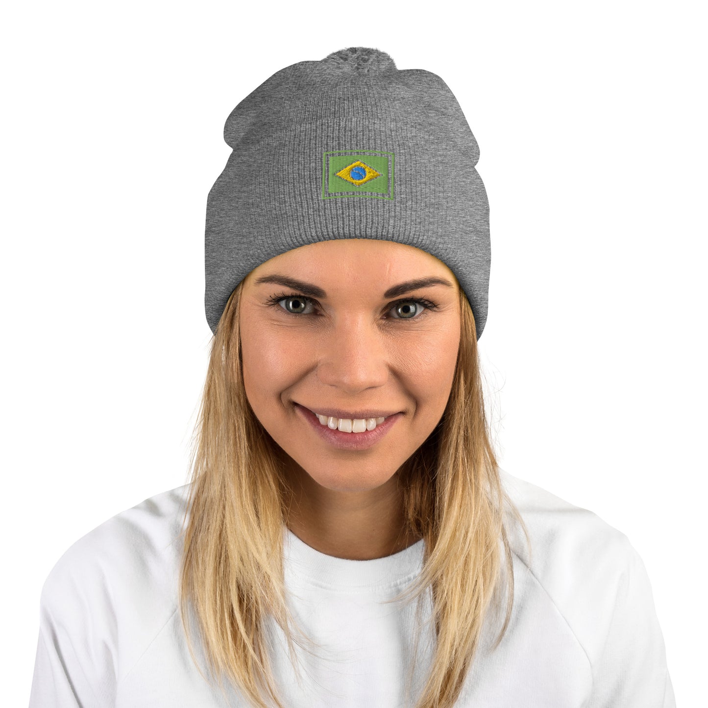Beanie with Pompom - Brazil Grife Flag - Brazilian Regional Clothing | Berimba