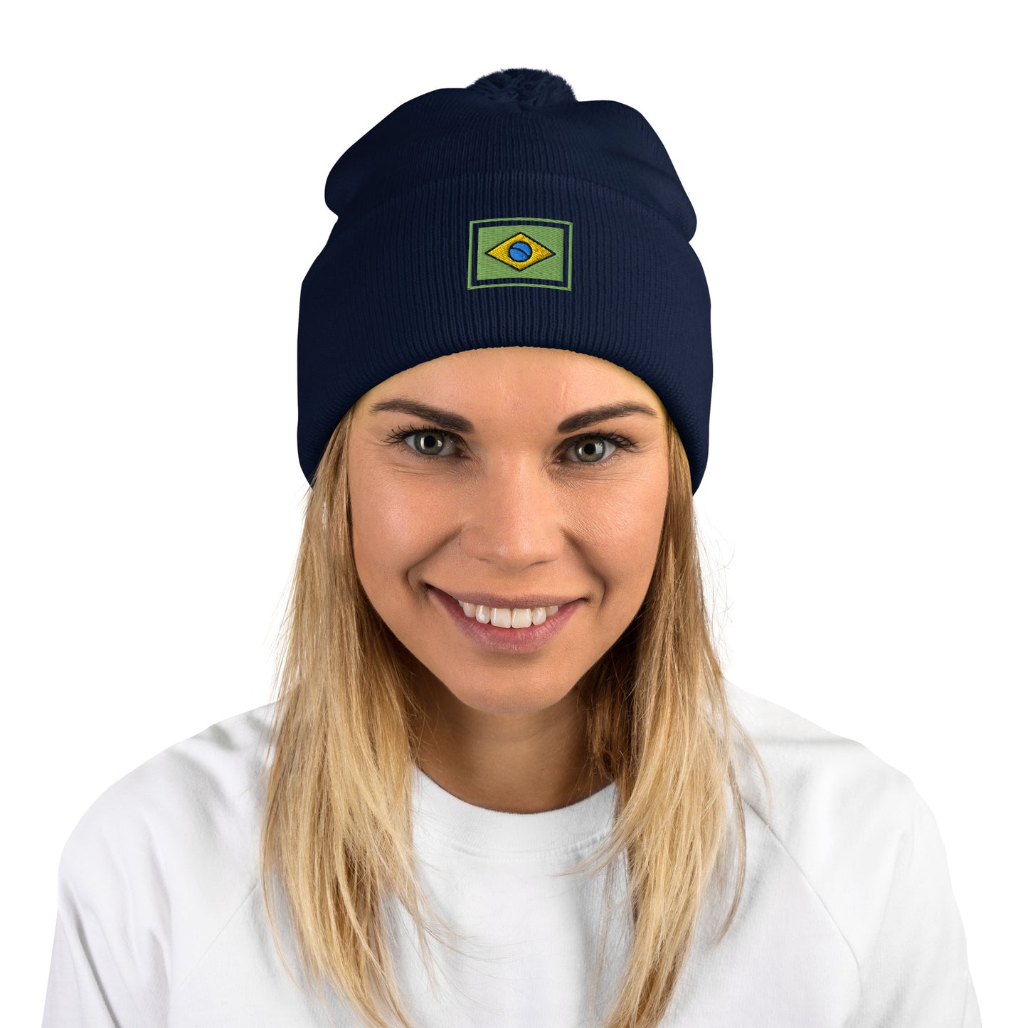 Beanie with Pompom - Brazil Grife Flag - Brazilian Regional Clothing | Berimba