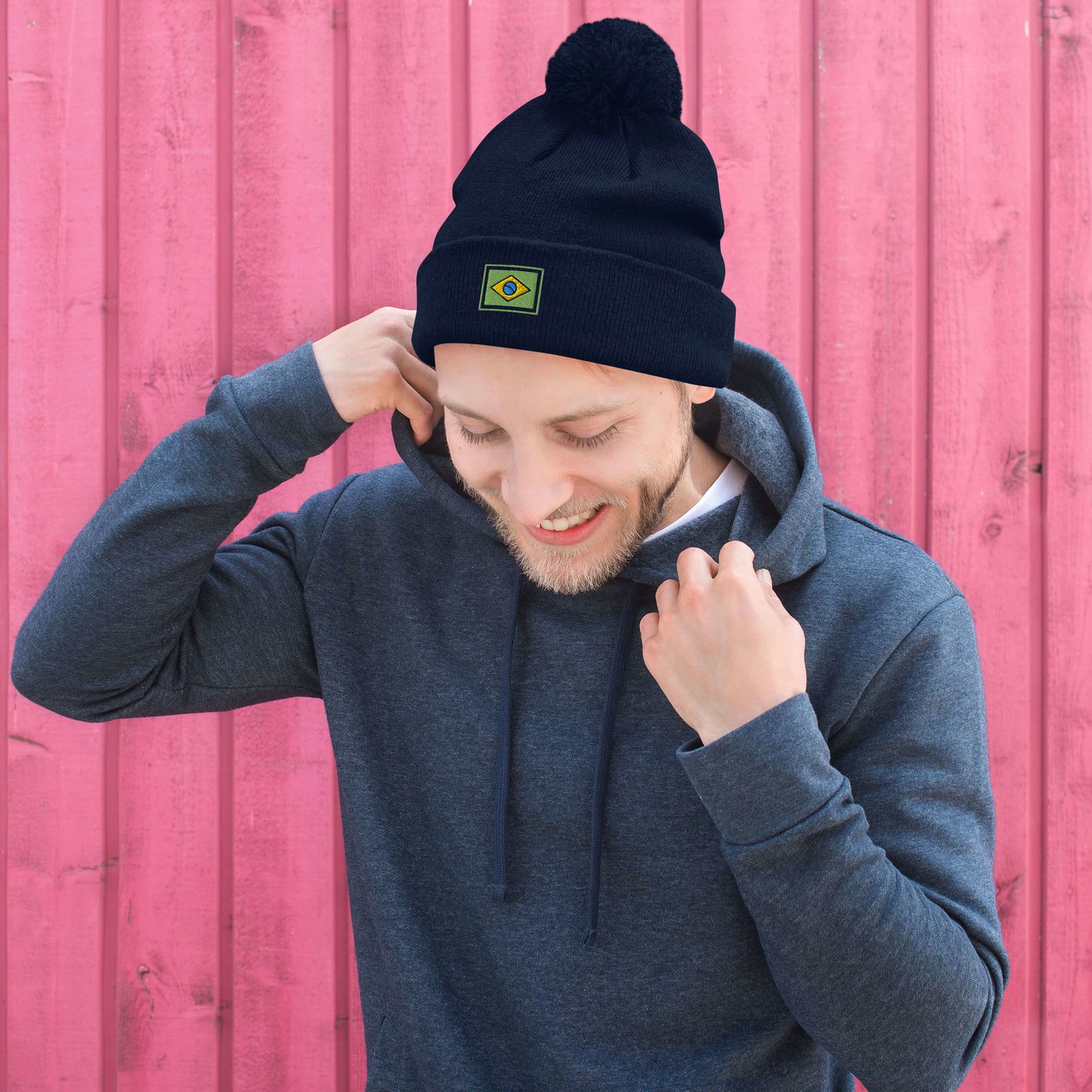 Beanie with Pompom - Brazil Grife Flag - Brazilian Regional Clothing | Berimba