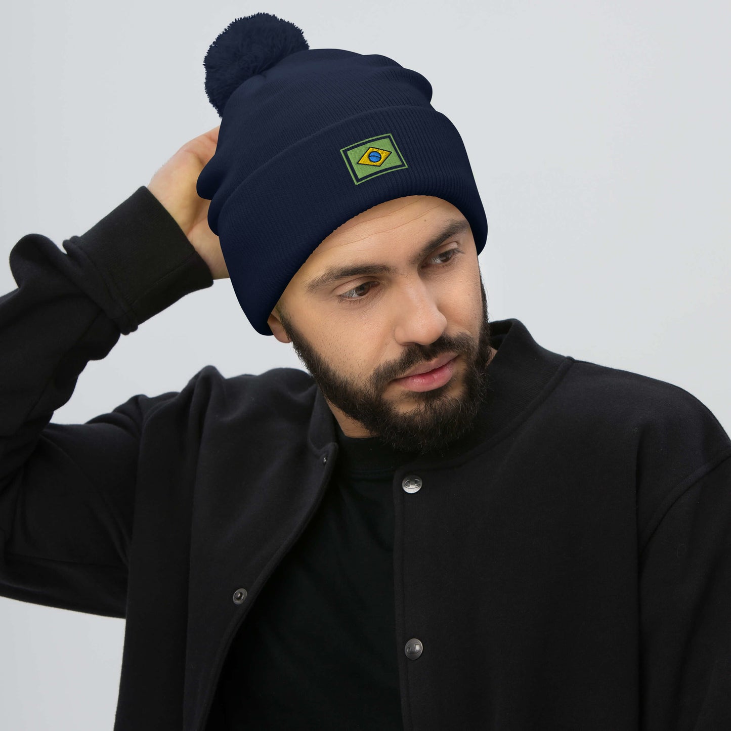 Beanie with Pompom - Brazil Grife Flag - Brazilian Regional Clothing | Berimba