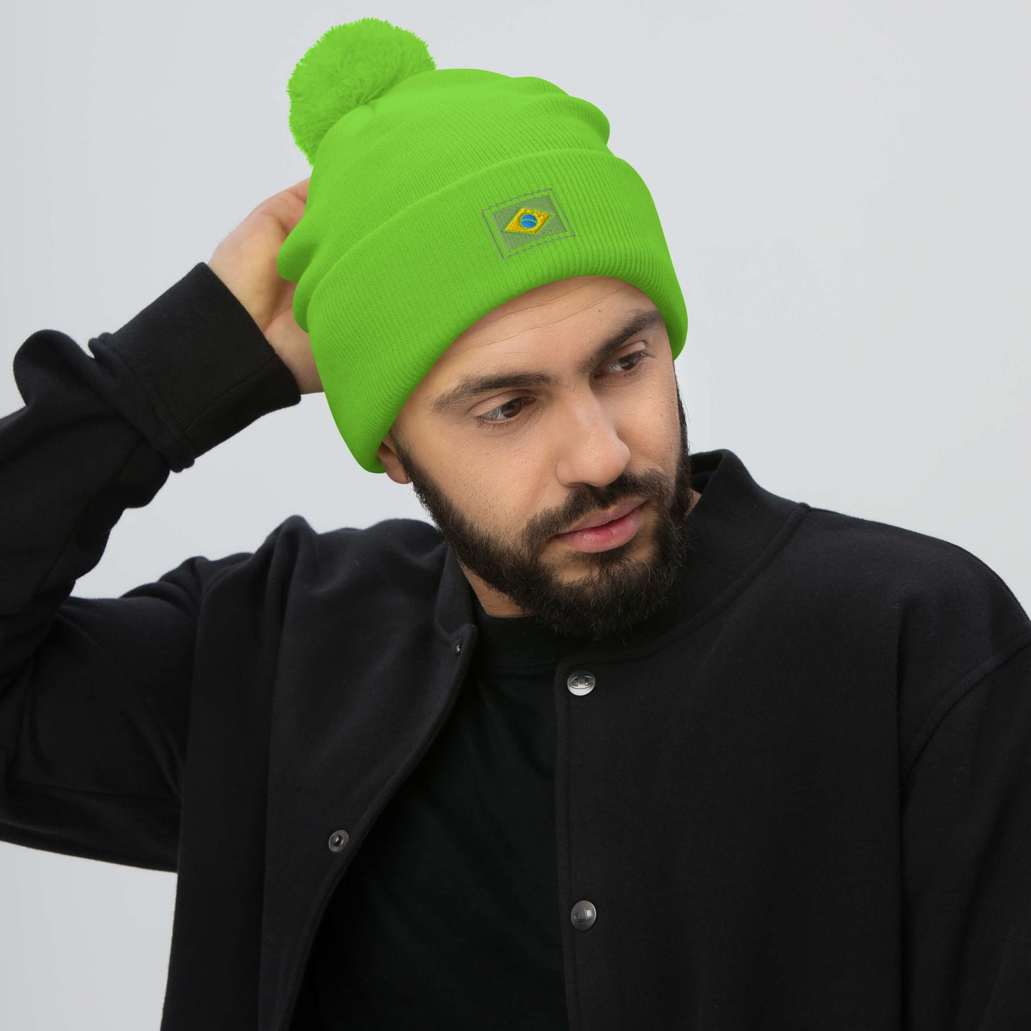 Beanie with Pompom - Brazil Grife Flag - Brazilian Regional Clothing | Berimba
