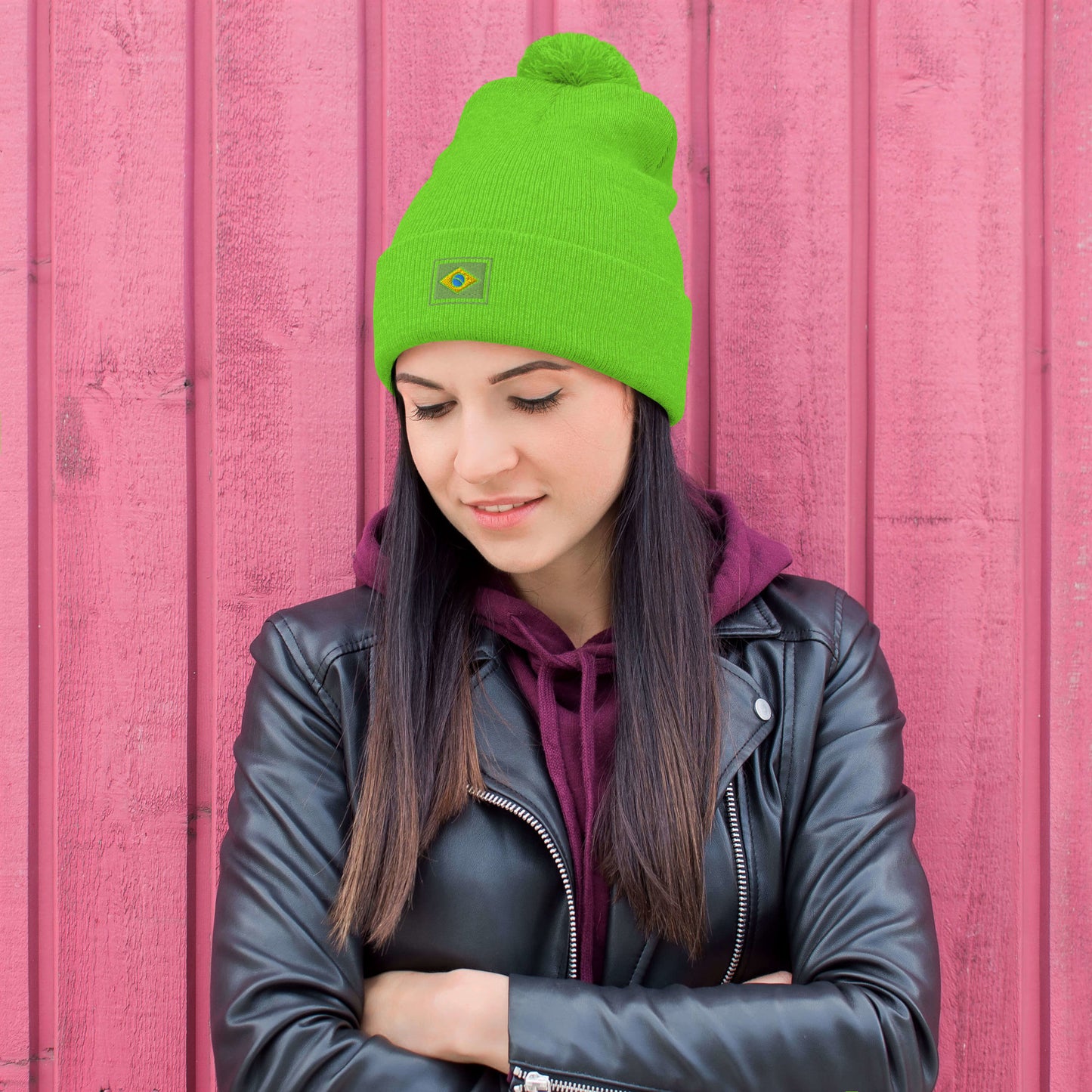 Beanie with Pompom - Brazil Grife Flag - Brazilian Regional Clothing | Berimba