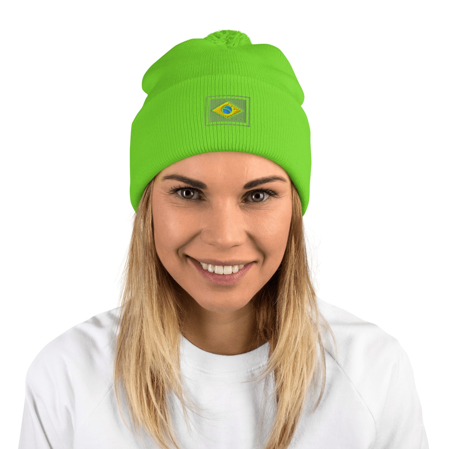 Beanie with Pompom - Brazil Grife Flag - Brazilian Regional Clothing | Berimba