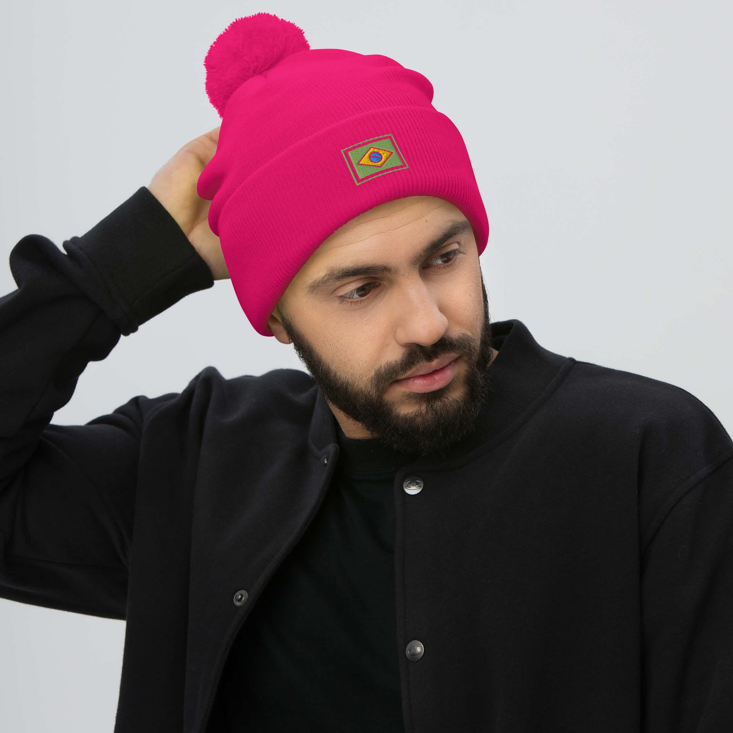 Beanie with Pompom - Brazil Grife Flag - Brazilian Regional Clothing | Berimba