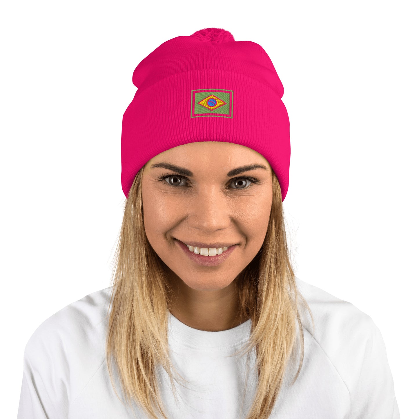 Beanie with Pompom - Brazil Grife Flag - Brazilian Regional Clothing | Berimba