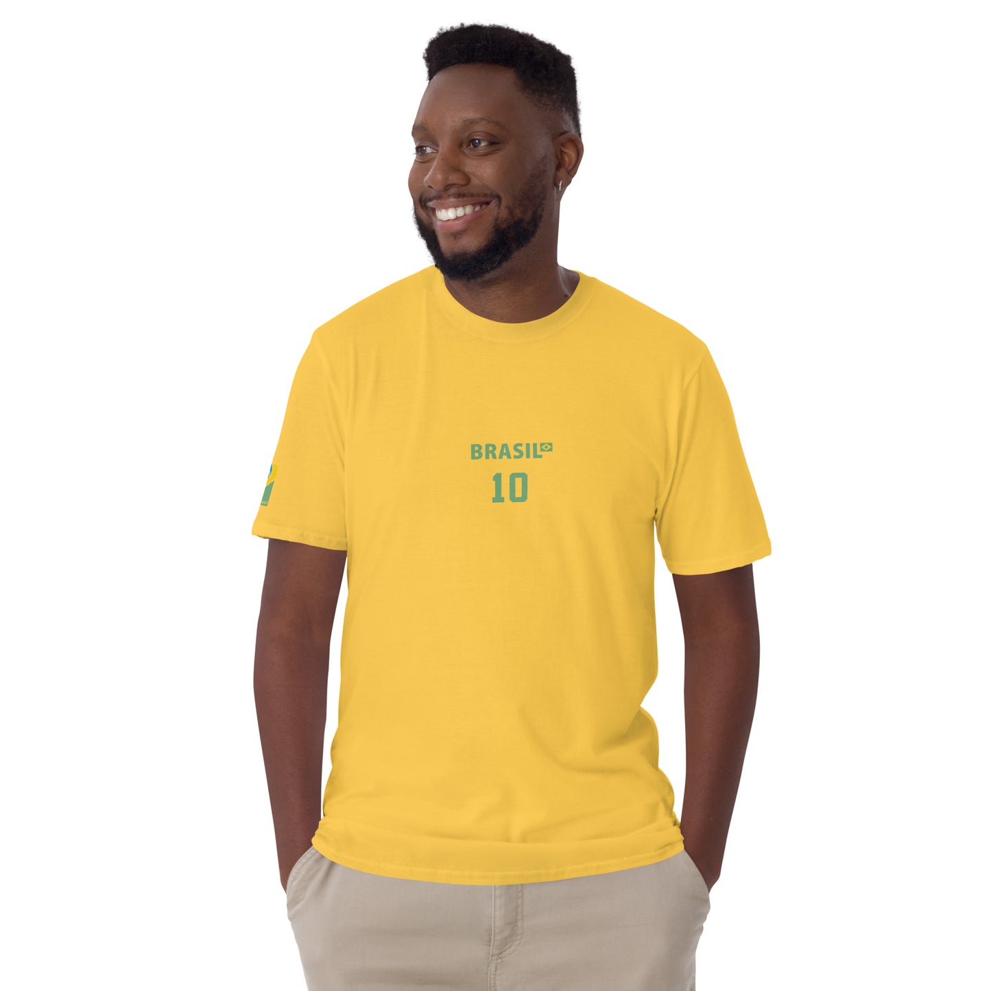 T-shirt Brésil vintage jaune Torcida Brasil é 10 — vue avant