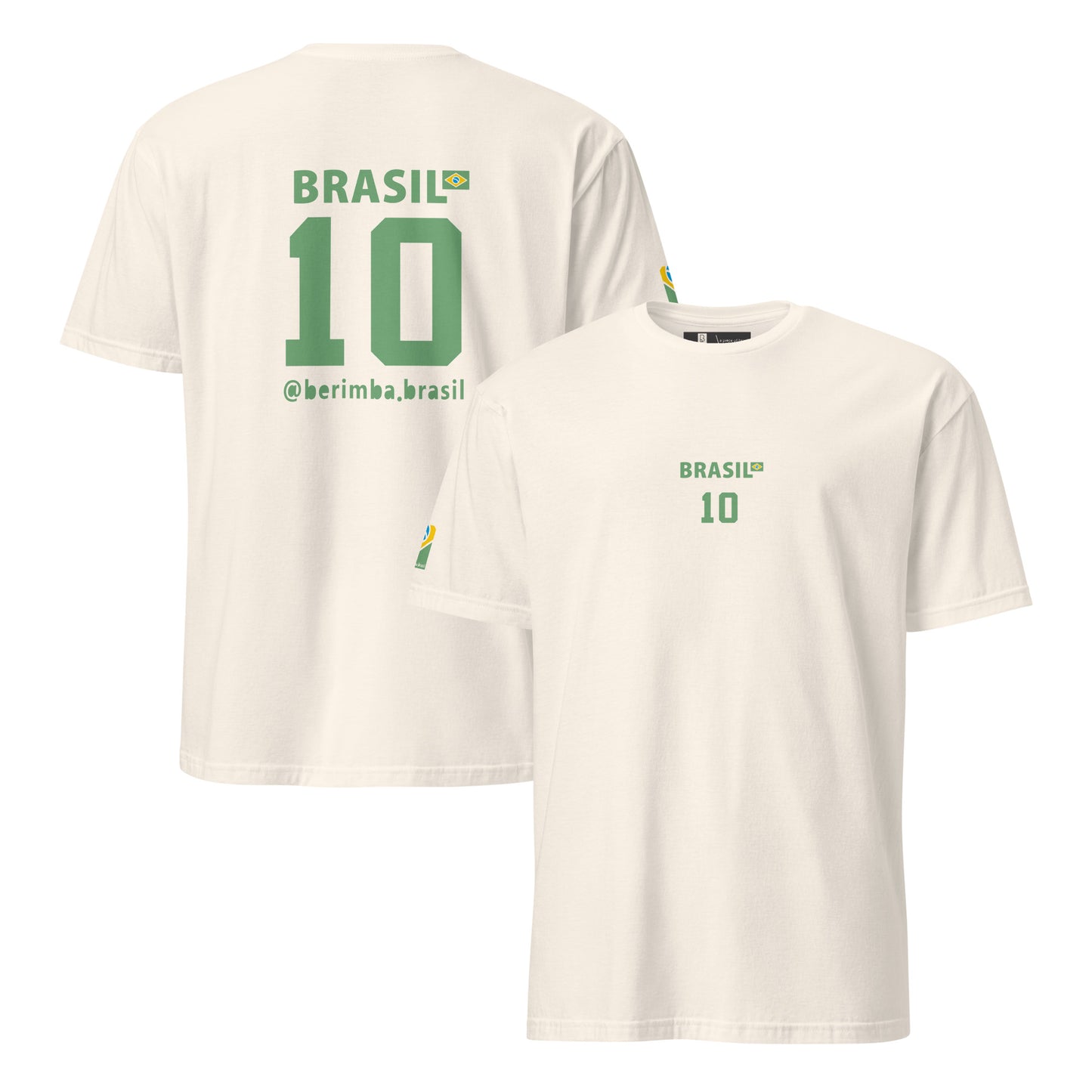 Camiseta Brasil vintage cor natural — frente e costas