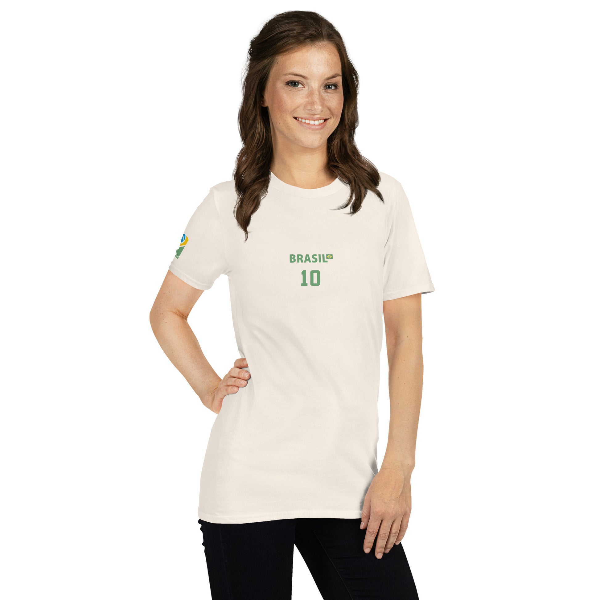T-shirt Brésil rétro écru unisexe — vue de face