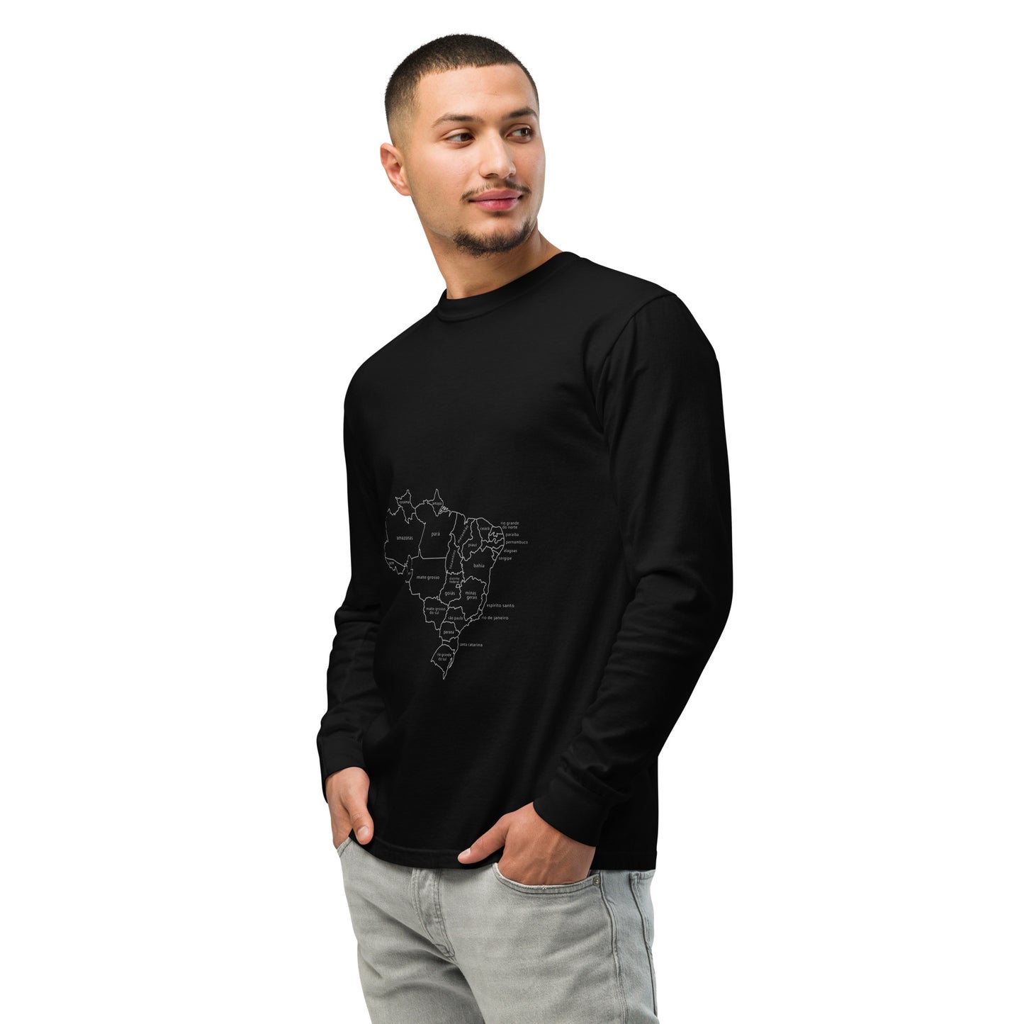 Long Sleeve T-Shirt - Brazil Map Lines - unisex - Brazilian Regional Clothing | Berimba