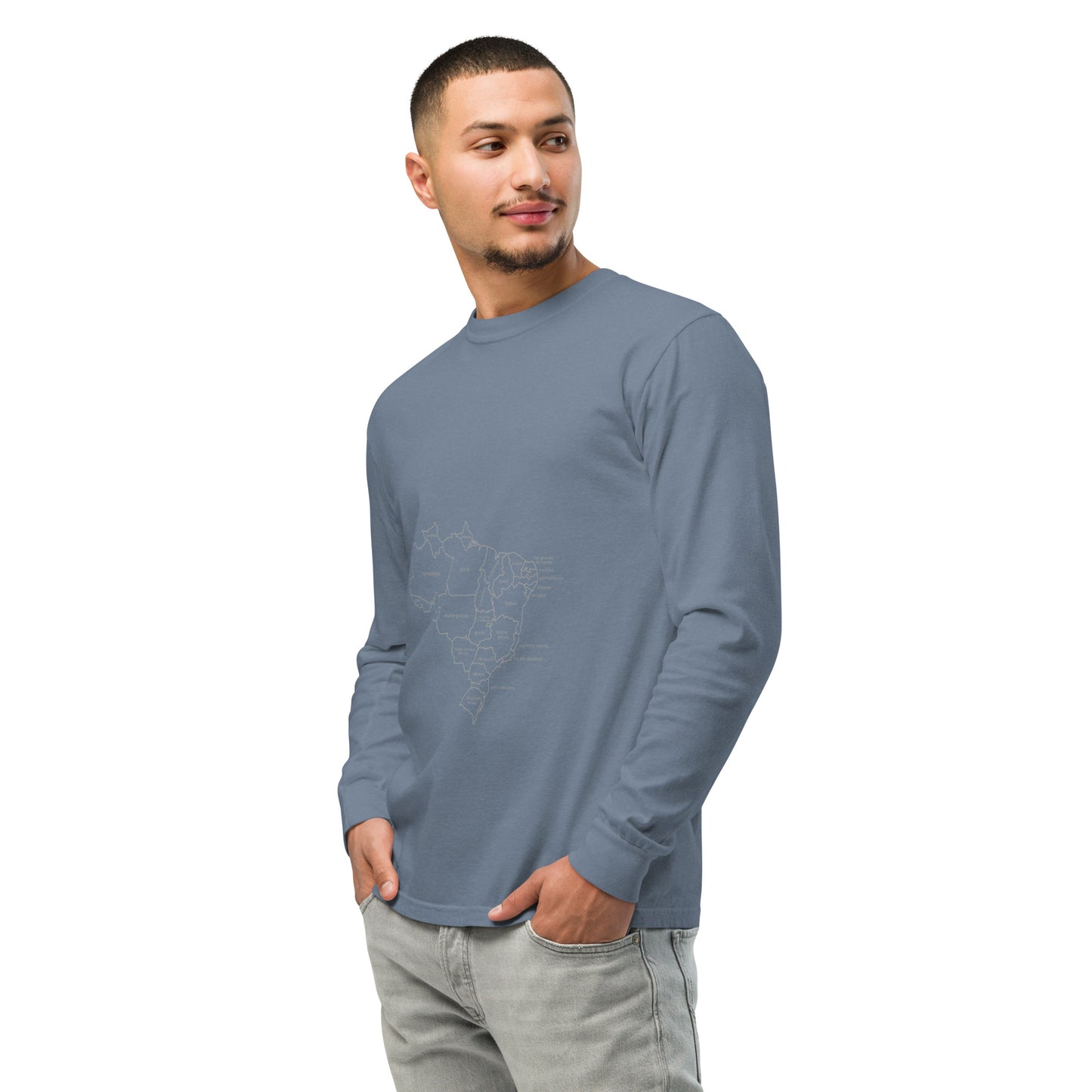 Long Sleeve T-Shirt - Brazil Map Lines - unisex - Brazilian Regional Clothing | Berimba